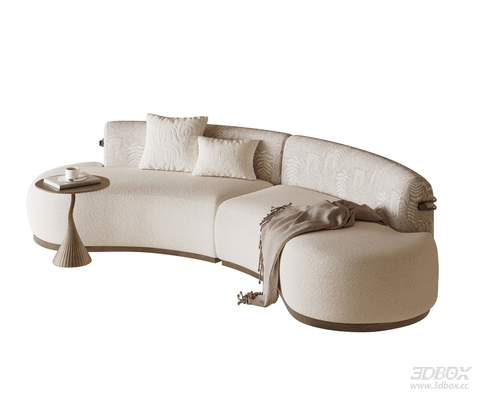Cream Style Curved Fabric Sofa Set