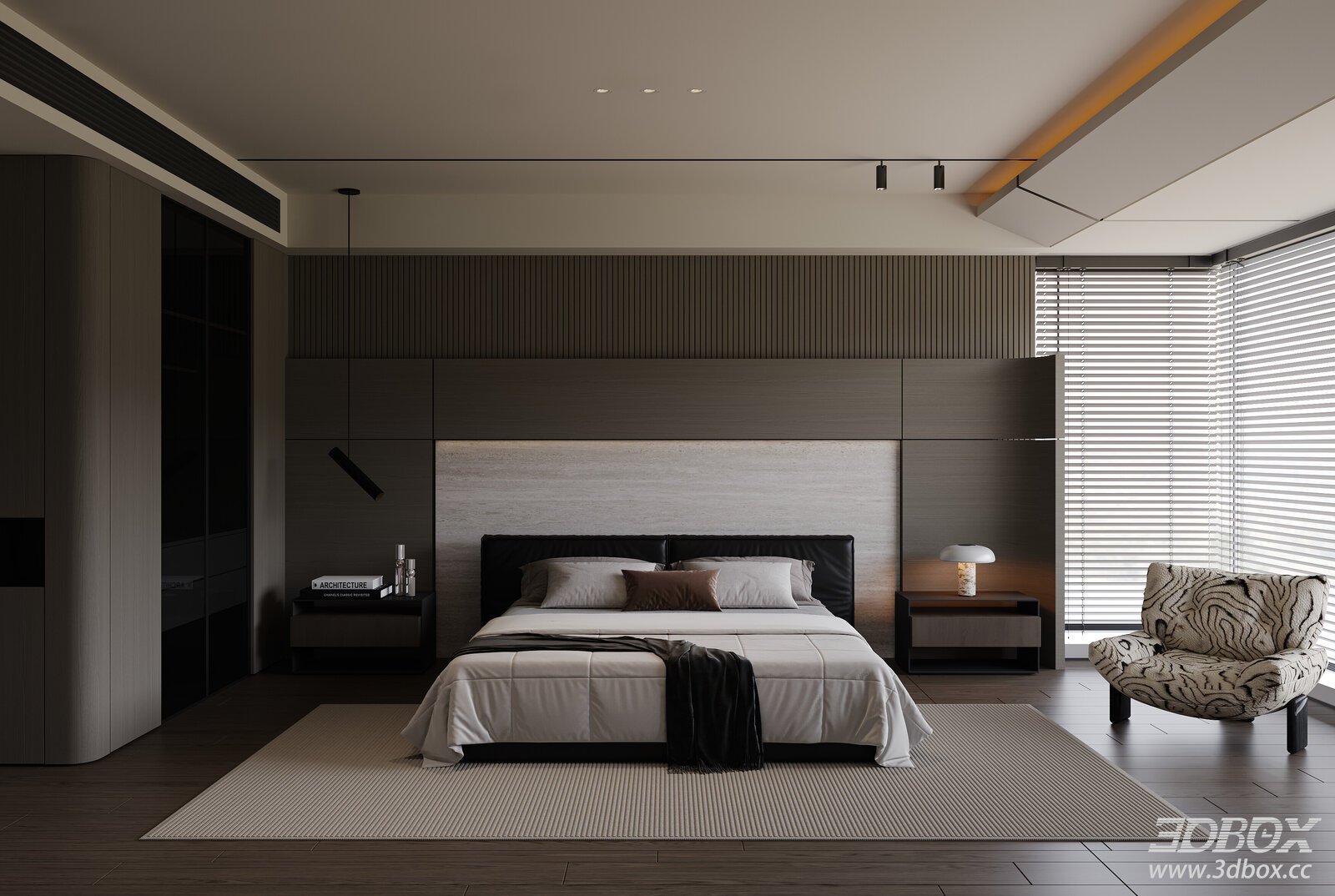 Modern Italian Style Luxury Bedroom Interior Scene