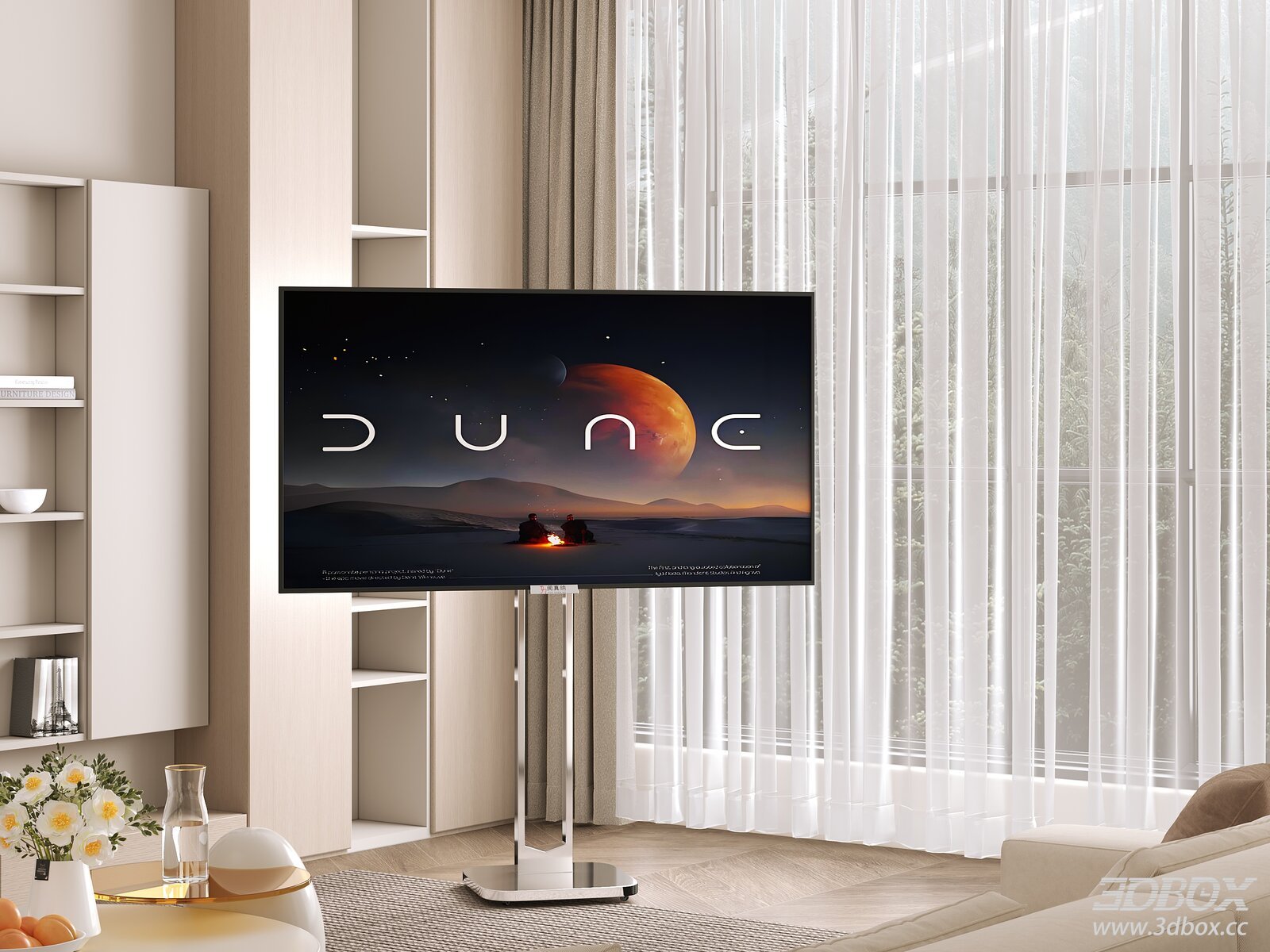 Modern Minimalist Living Room with Floor Stand TV