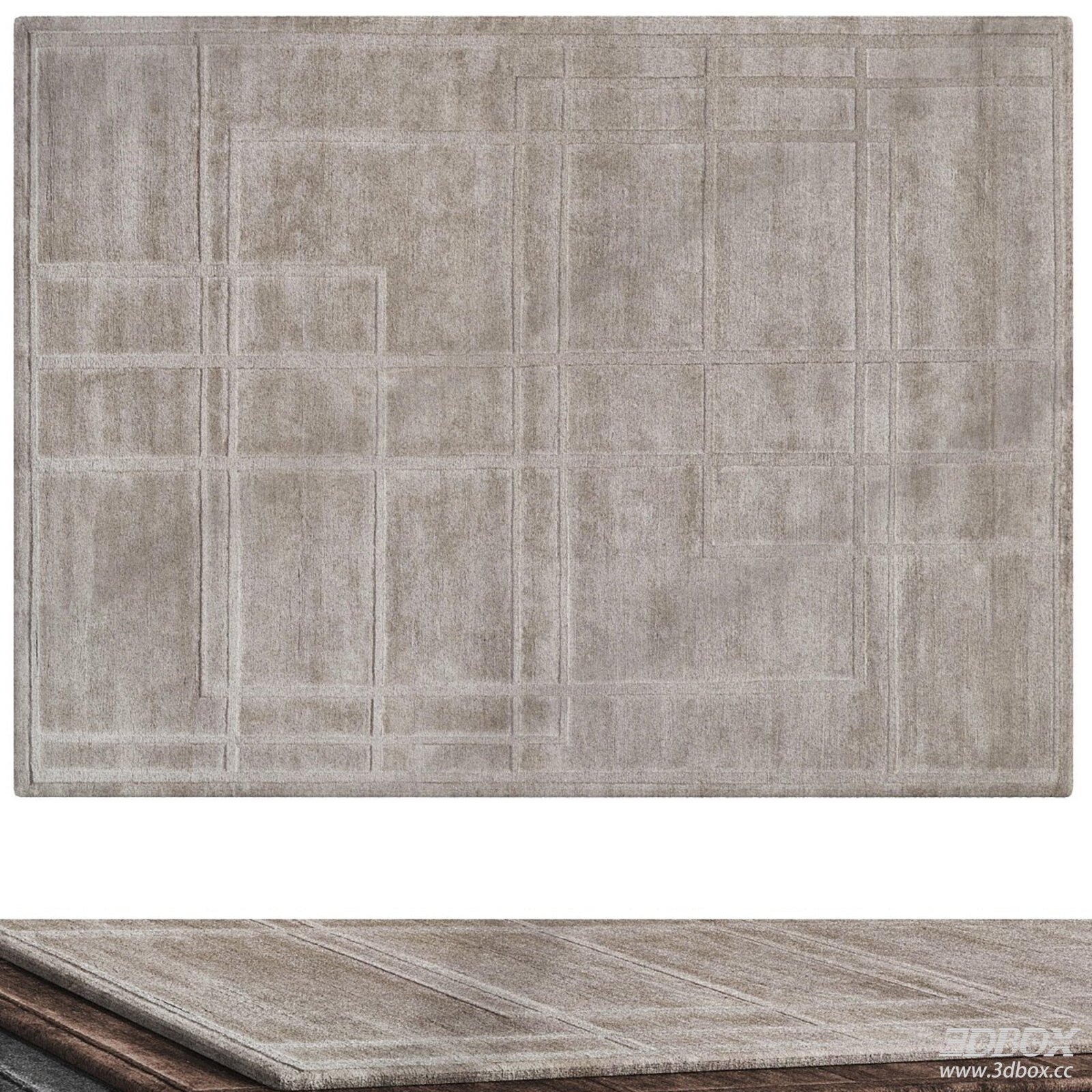 Light Gray Geometric Pattern Wool Carpet