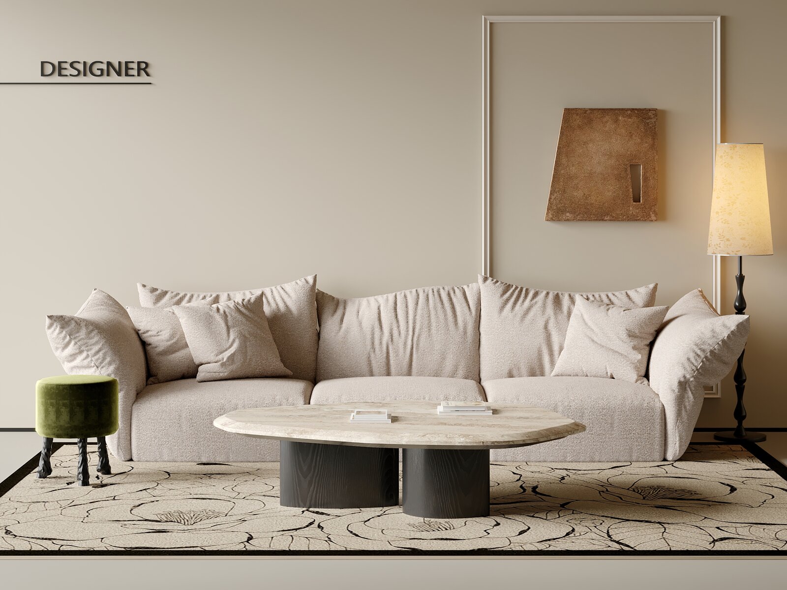 Mid Century Modern Fabric Sofa Set Living Room Furniture