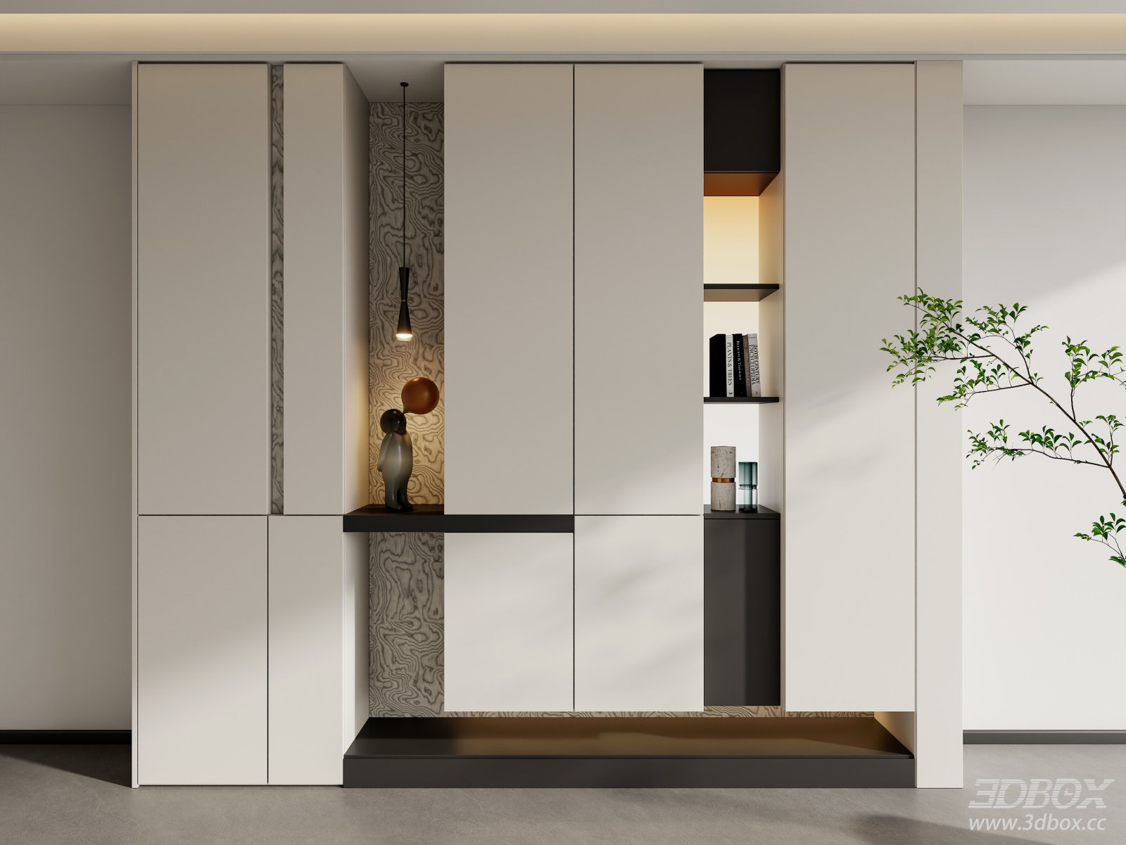 Modern Minimalist Hallway Entry Shoe Display Cabinet