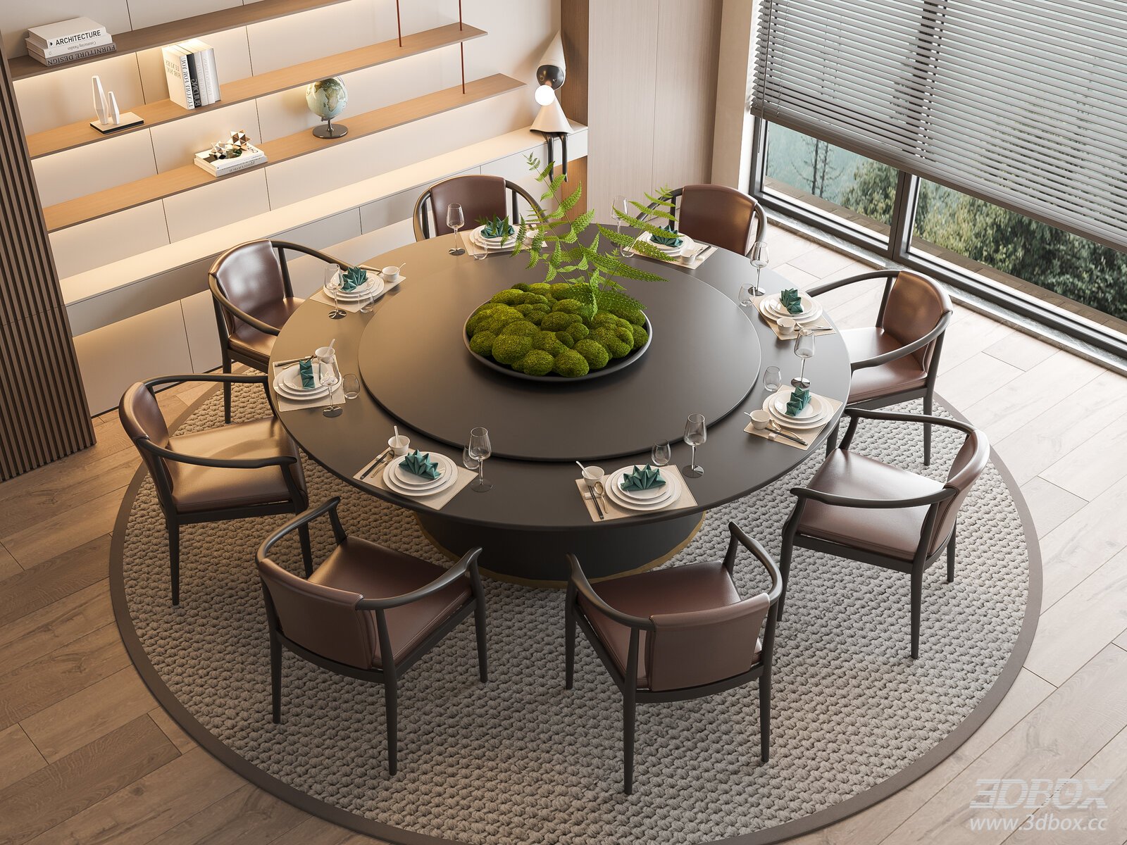 Modern Chinese Round Dining Table and Chairs Set