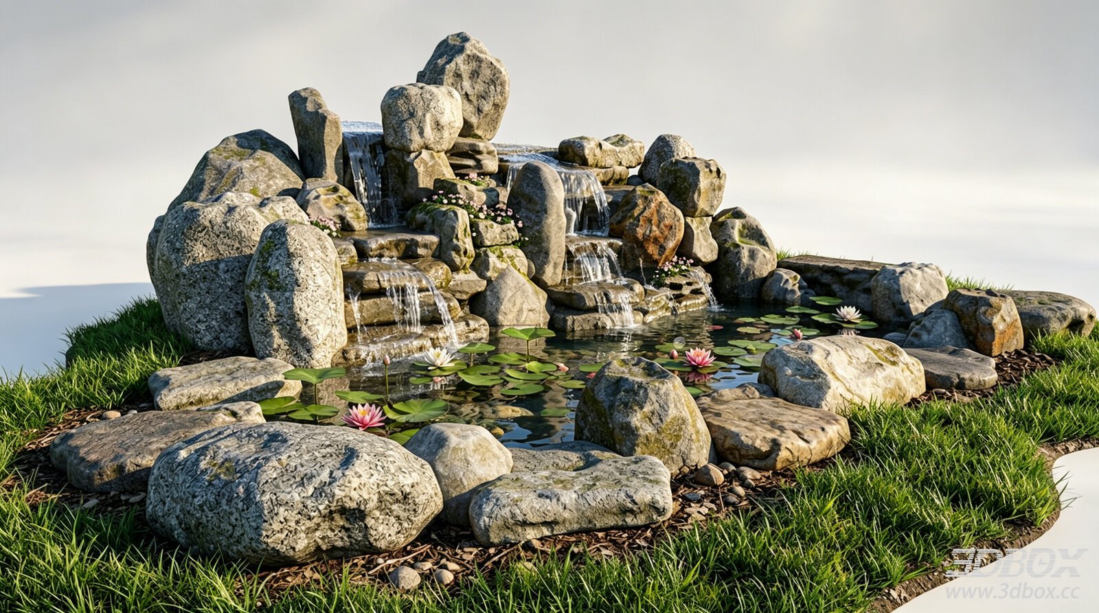 Natural Stone Rockery Waterfall Garden Pond Landscape