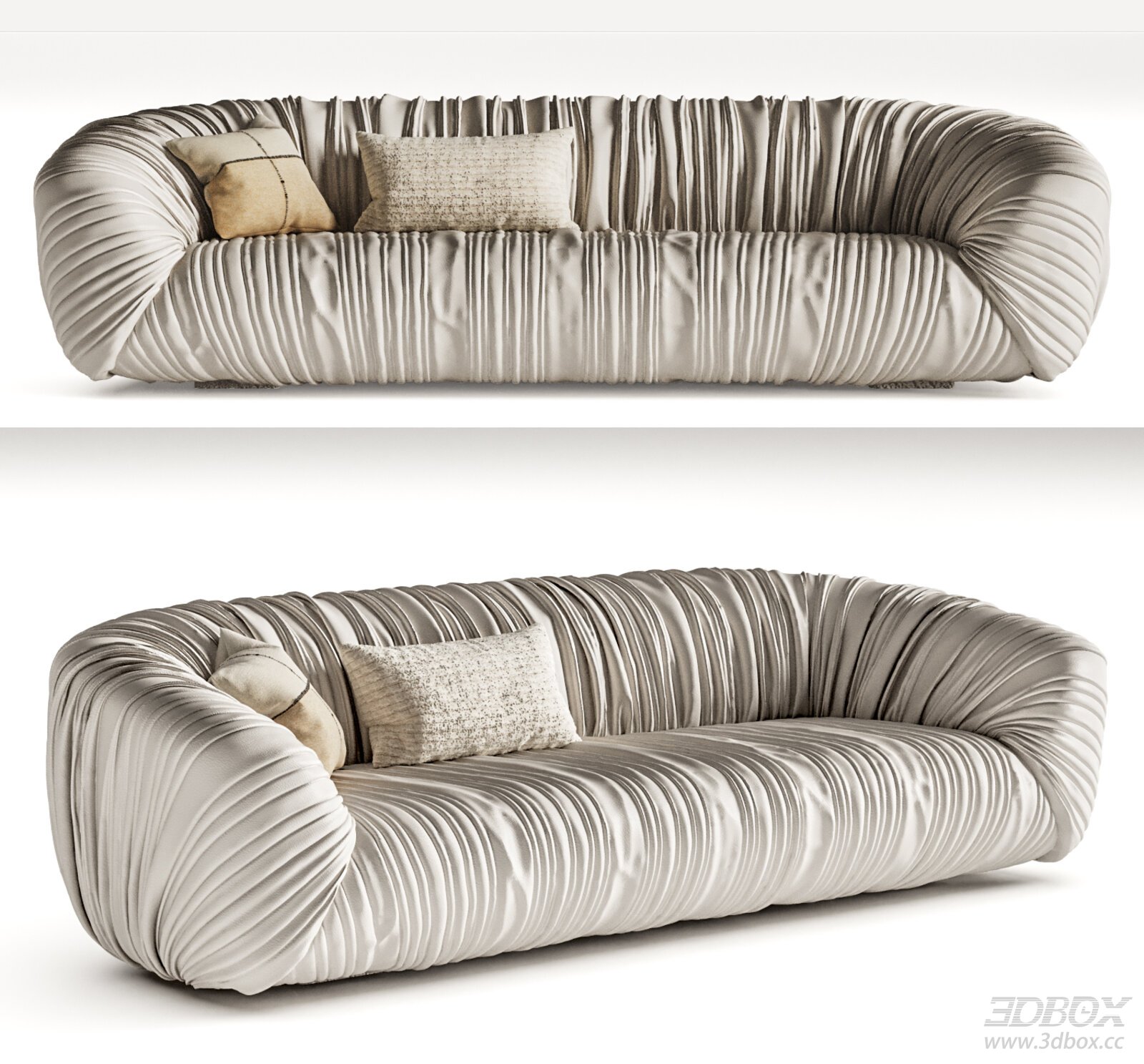 Modern Ruched Fabric Curved Luxury Sofa Set