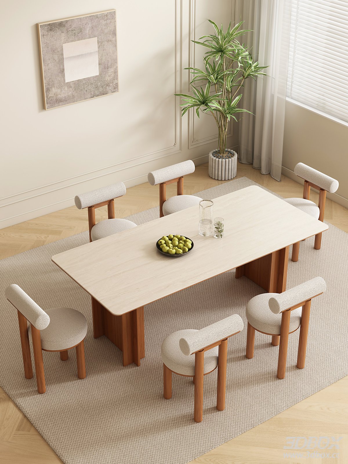Wabi Sabi Style Modern Dining Table and Chairs Set