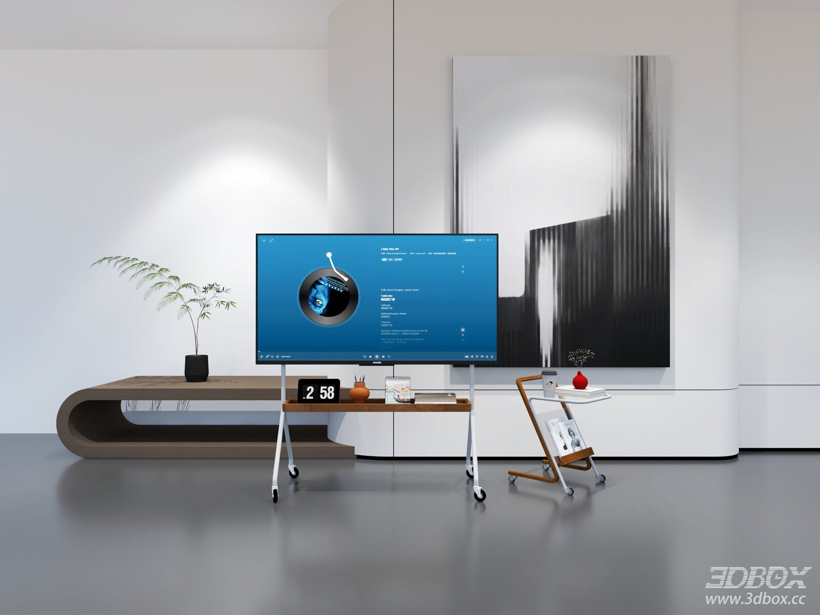 Mobile TV Stand with Side Table Modern Living Room Furniture
