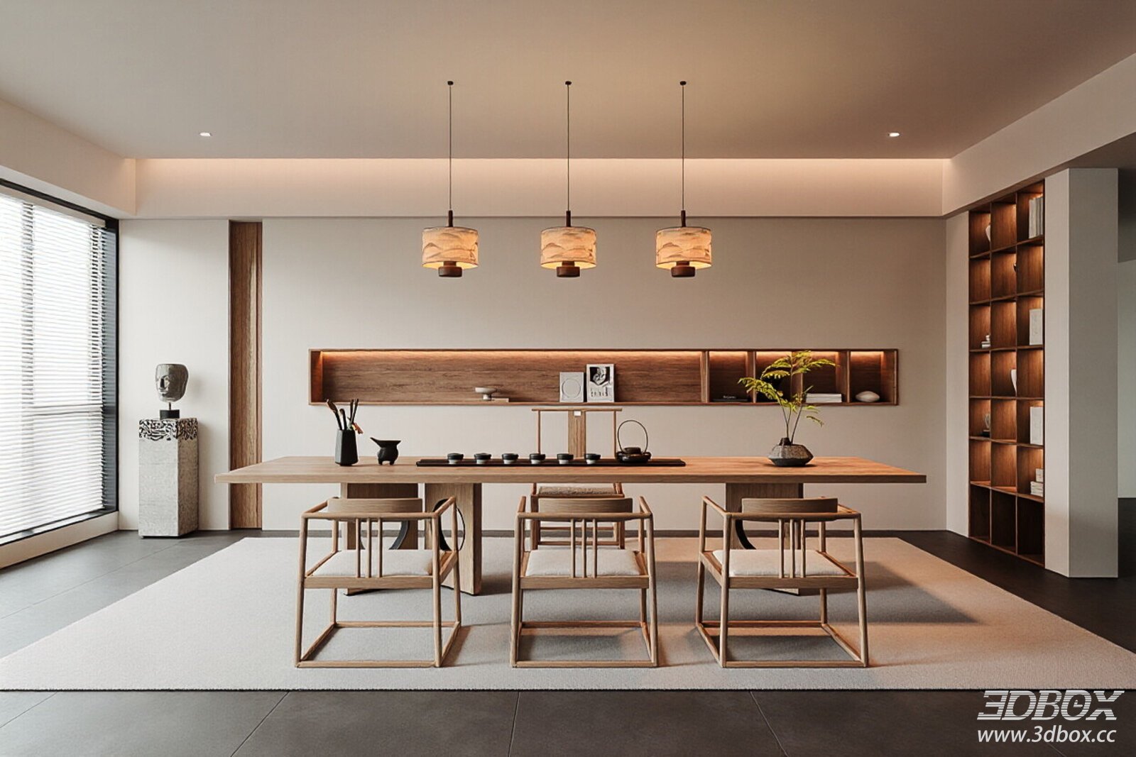 New Chinese Style Minimalist Tea Room Interior Set
