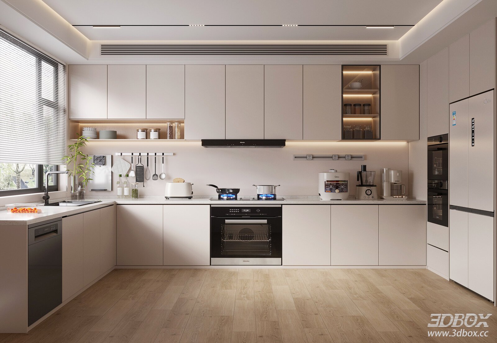 Modern Cream Style Minimalist Kitchen Scene