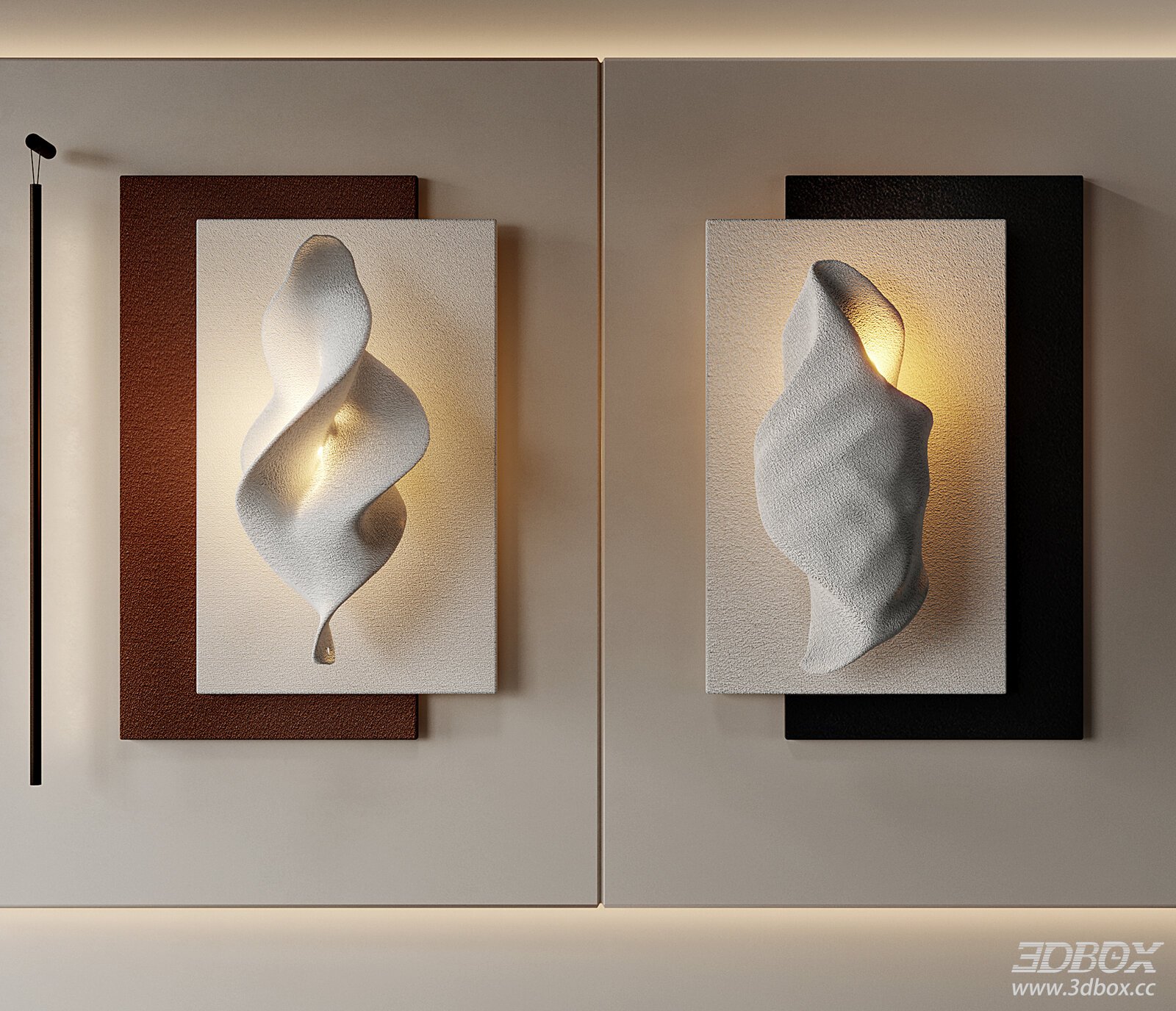Modern 3D Relief Decorative Wall Art with Ambient Wall Lamp
