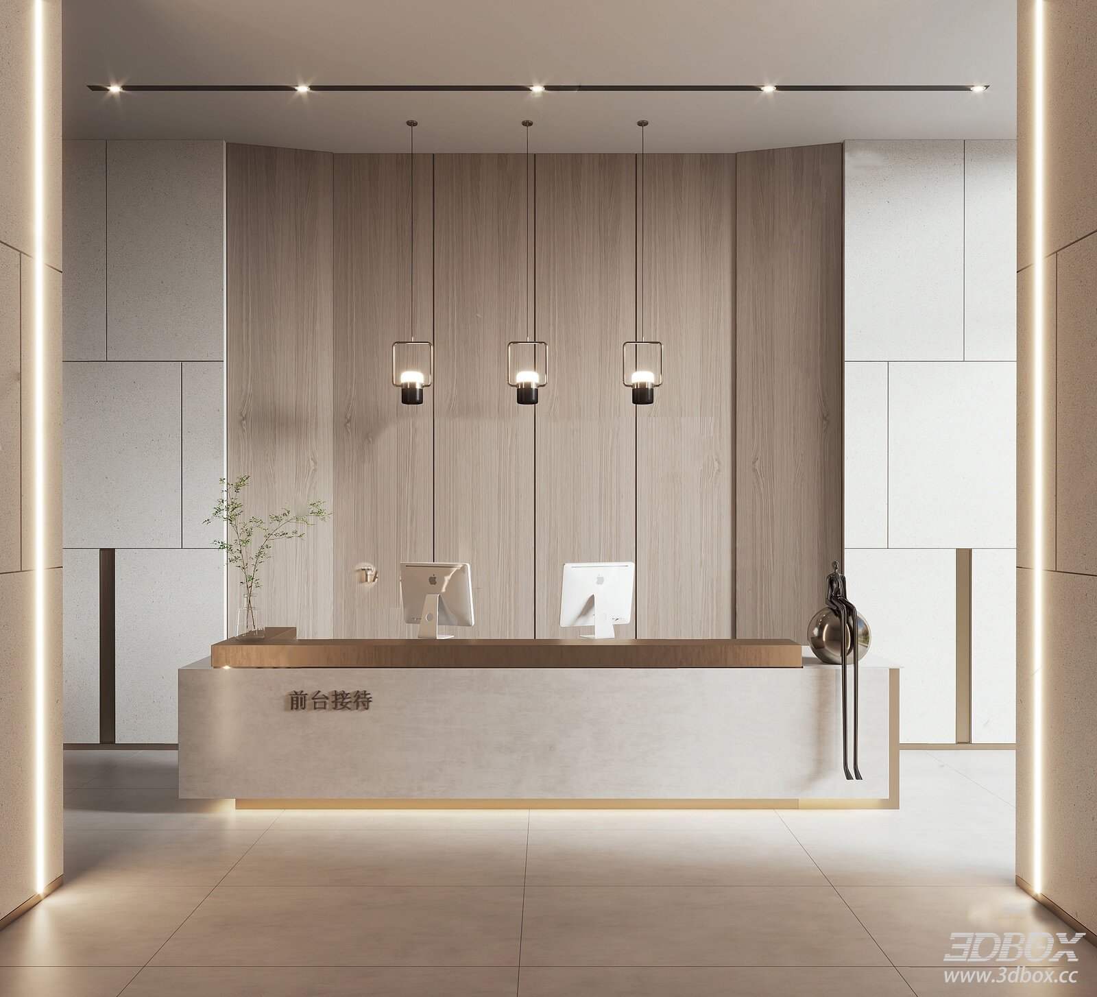 Modern Office Reception Lobby Scene