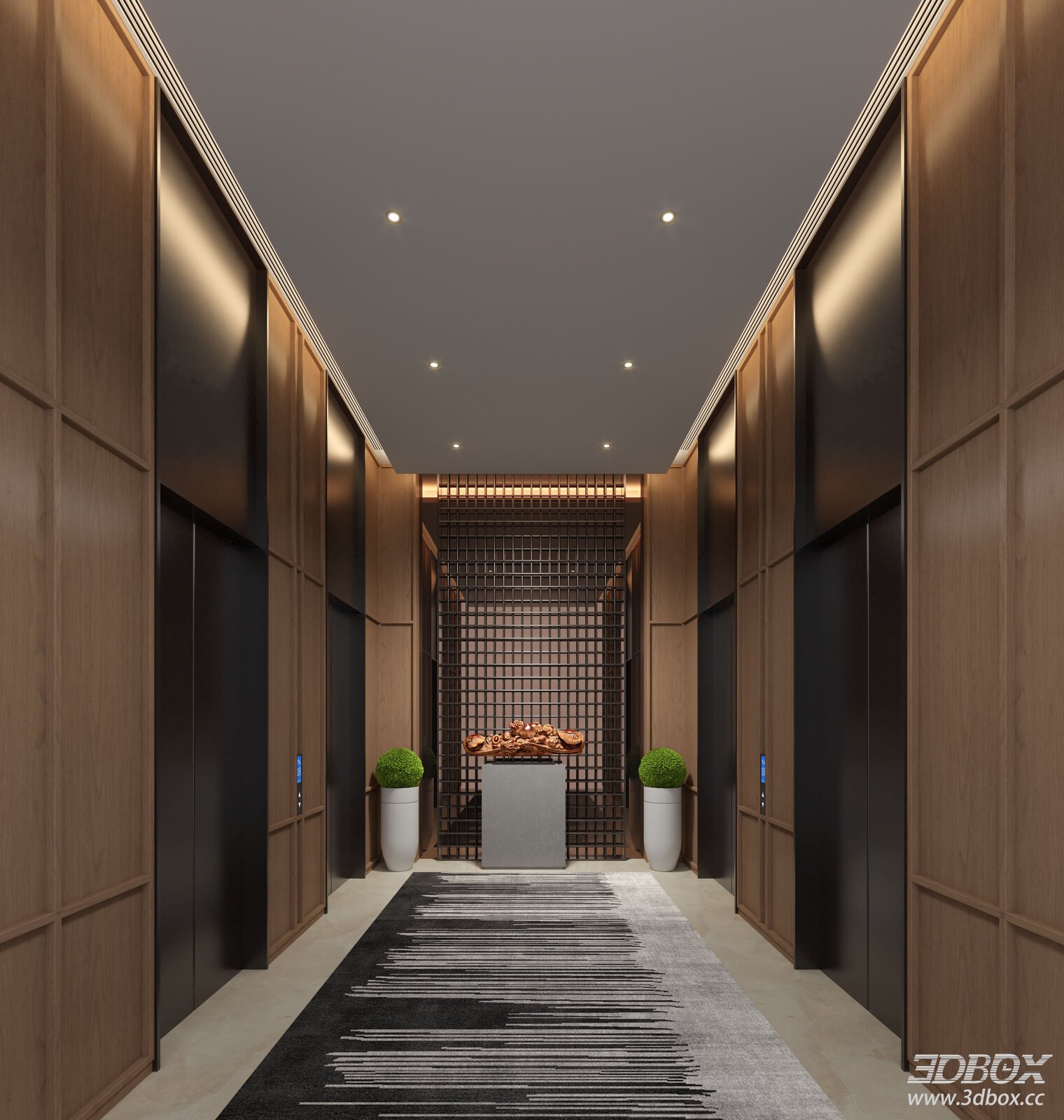 New Chinese Style Hotel Elevator Lobby Hallway