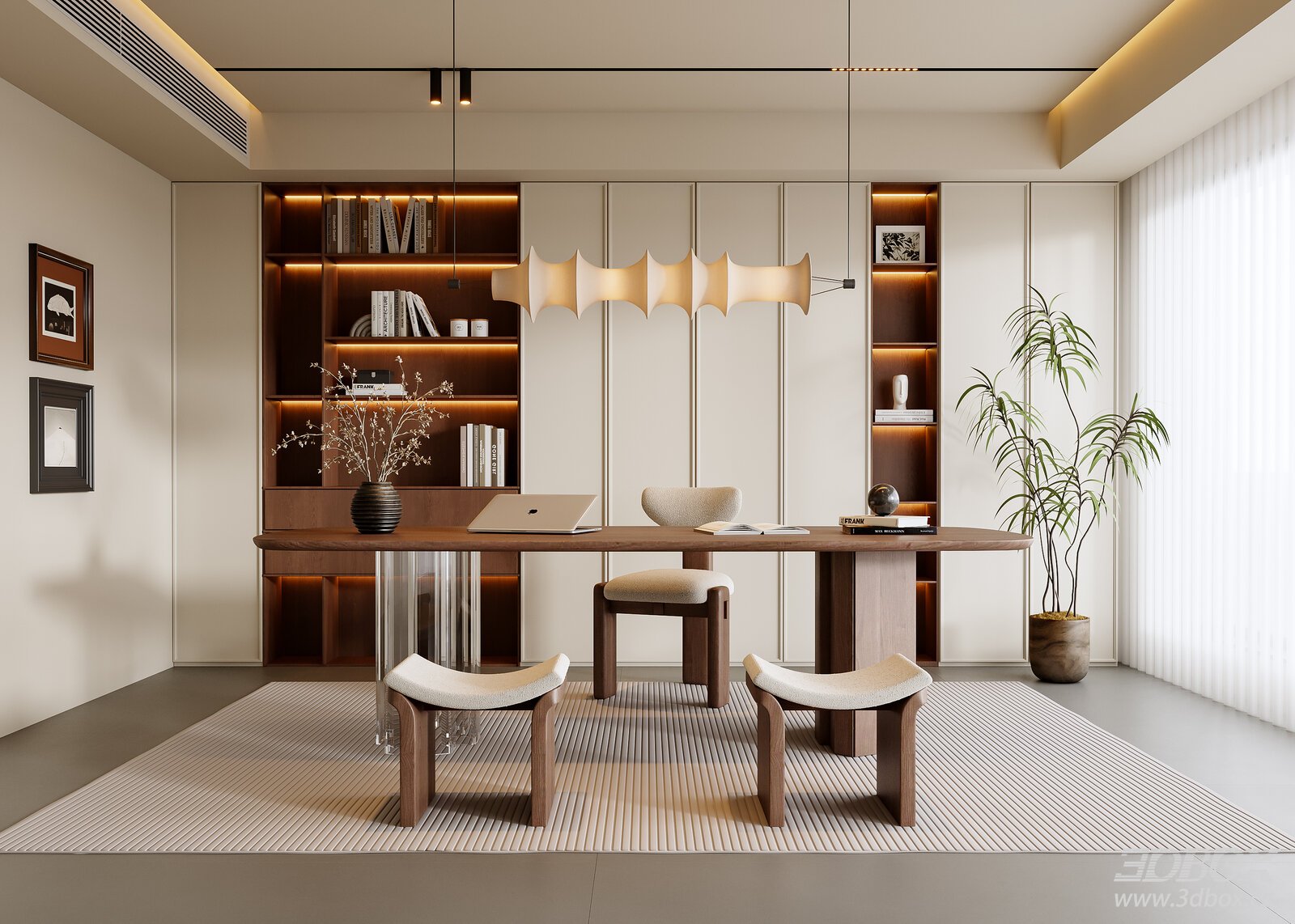 Modern Wabi Sabi Home Office Study Room Interior