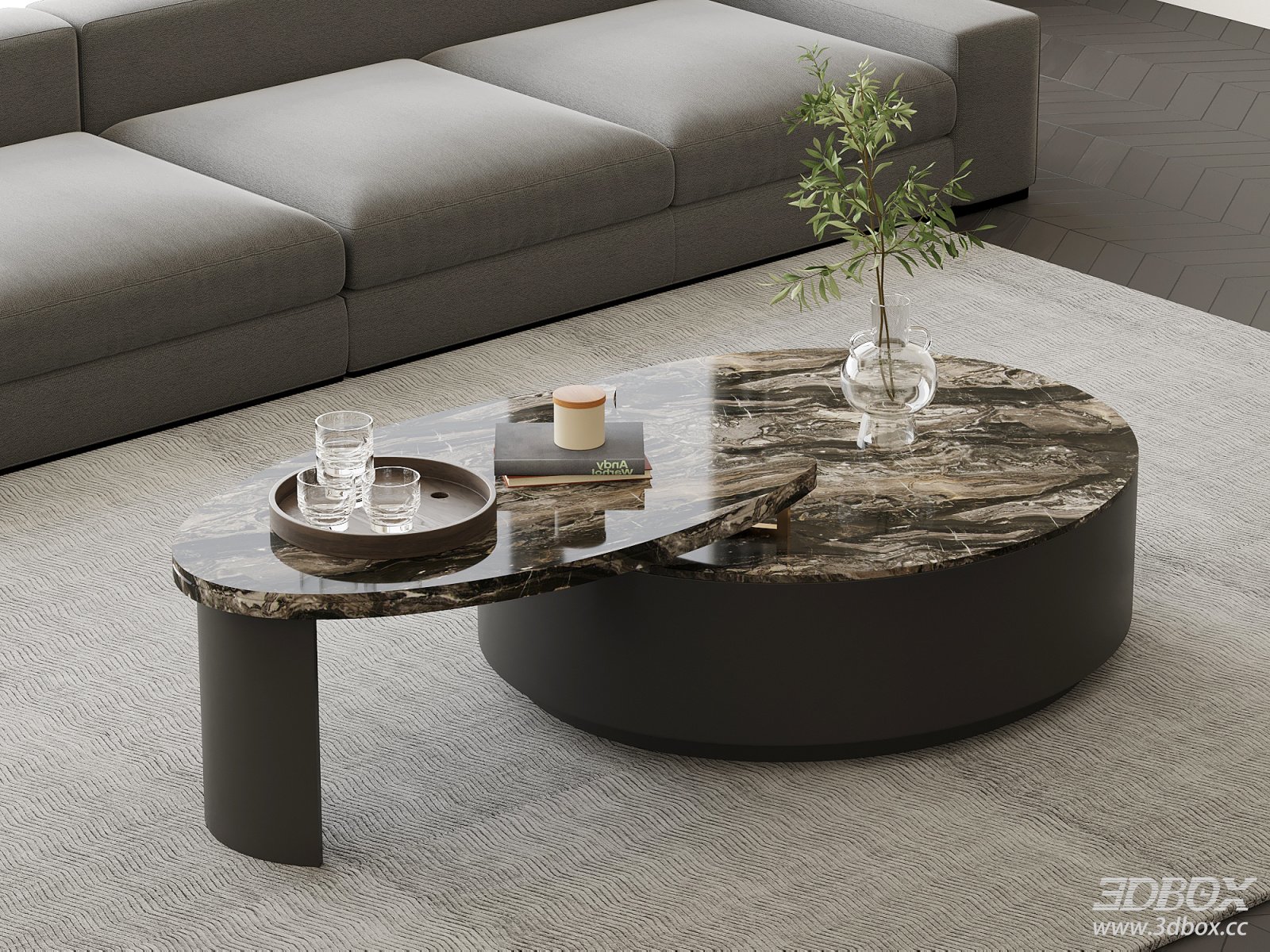 Modern Italian Style Marble Top Coffee Table