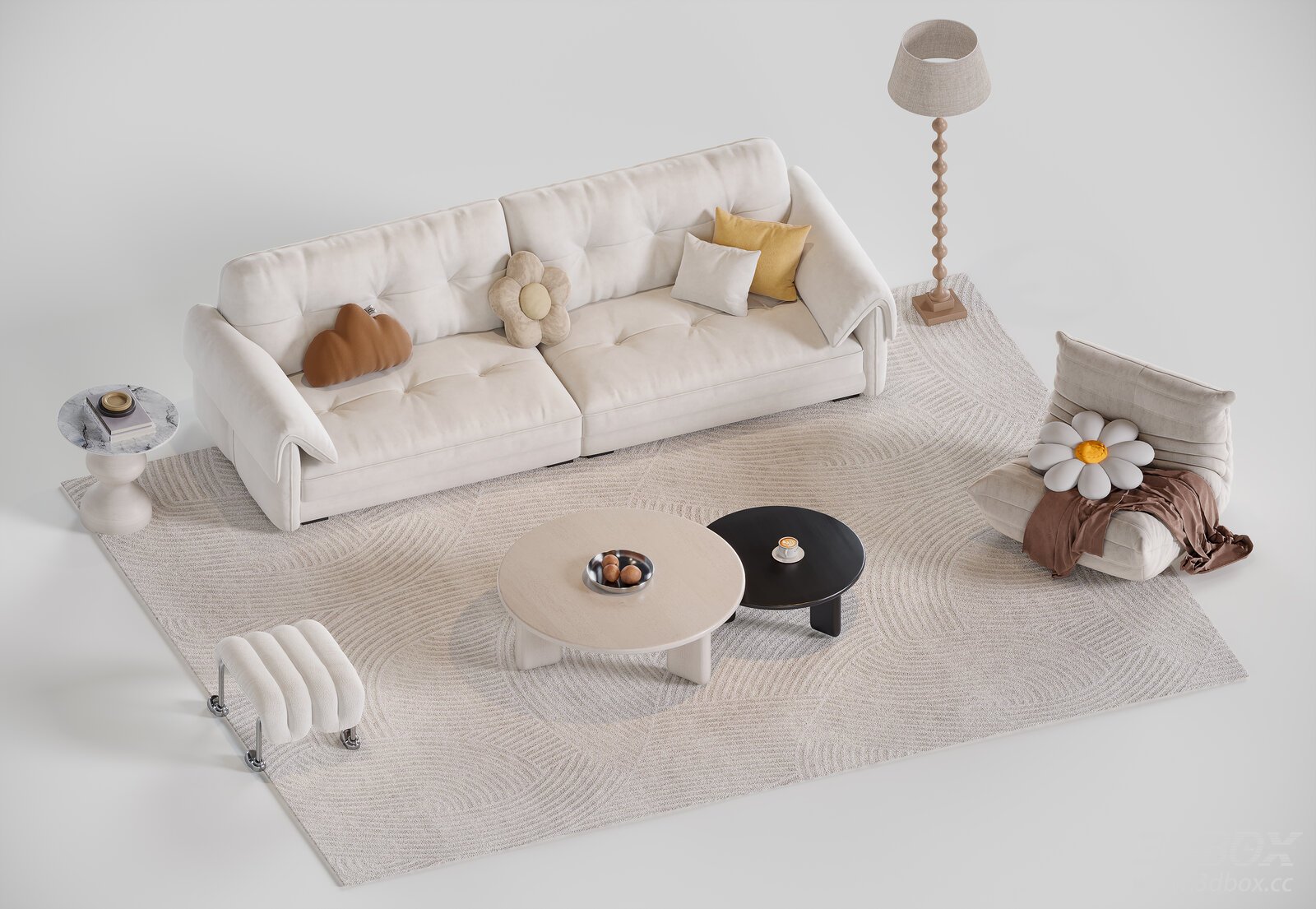 Cream Style Modern Fabric Sofa Set Living Room Furniture