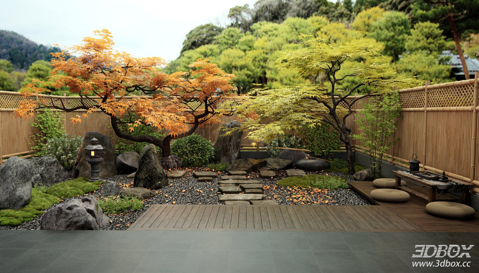 Japanese Zen Dry Landscape Courtyard Garden