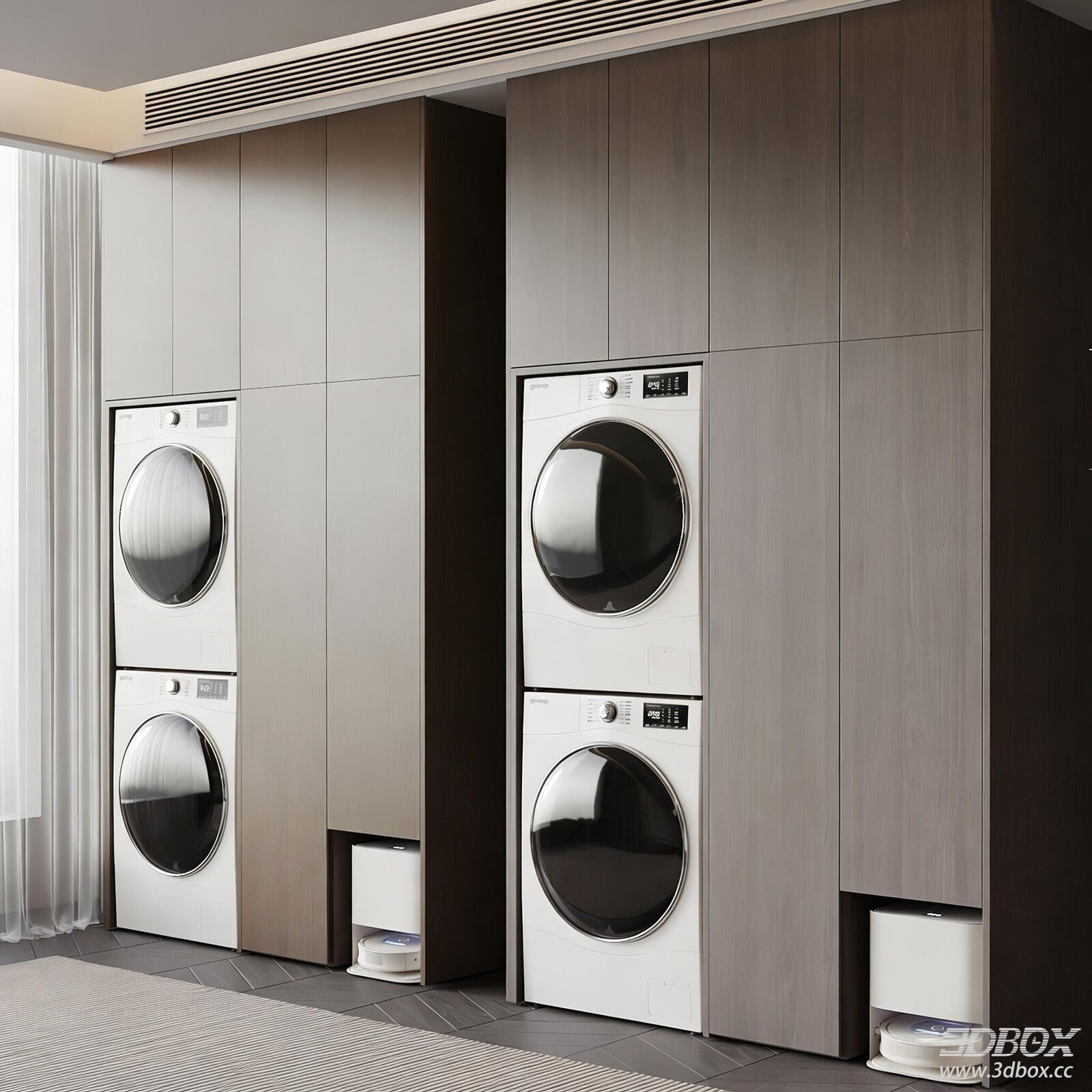 Modern Italian Style Built-in Laundry Washing Machine Cabinet