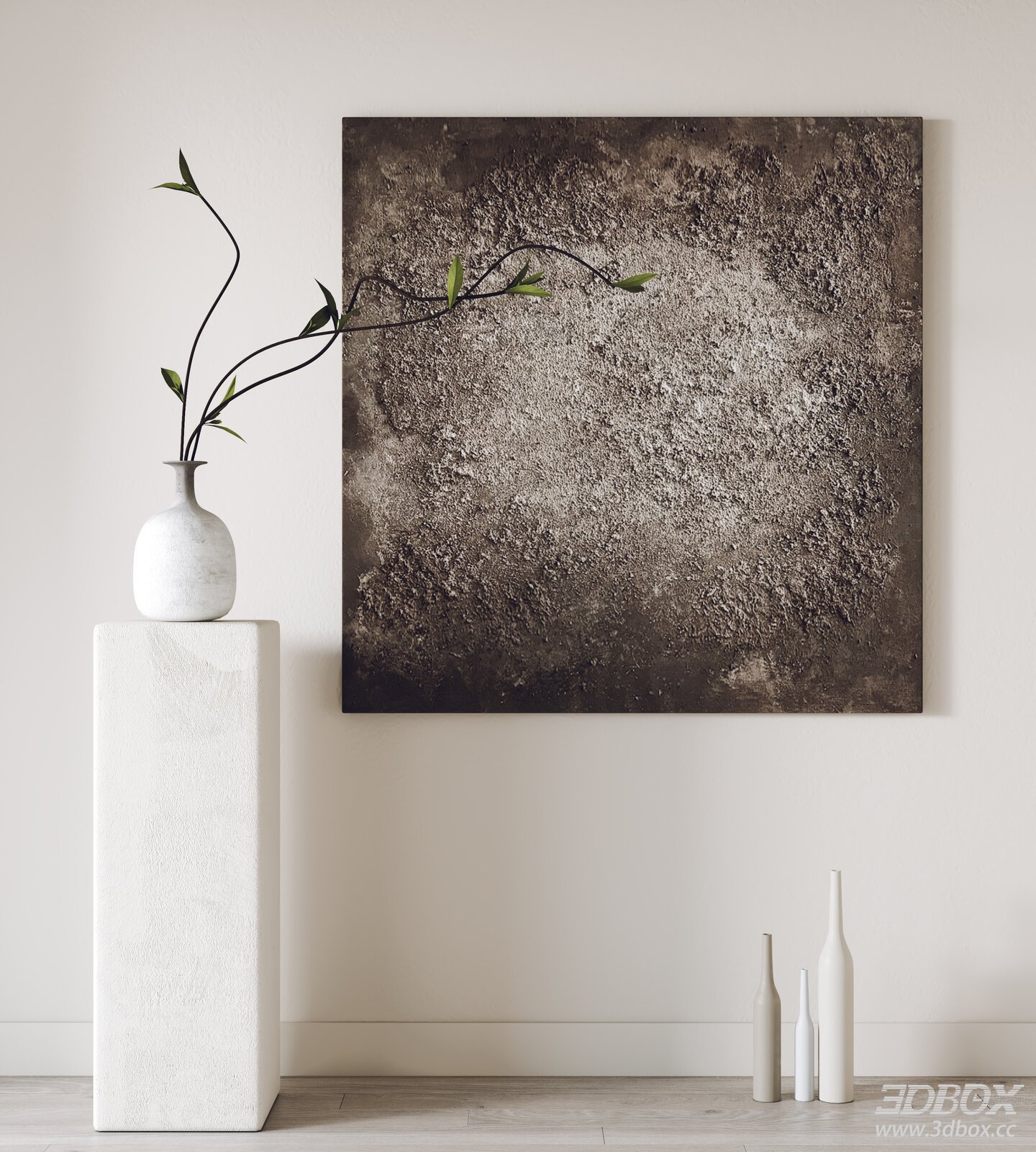 Modern Abstract Wall Art Decor Set with Vases and Plants