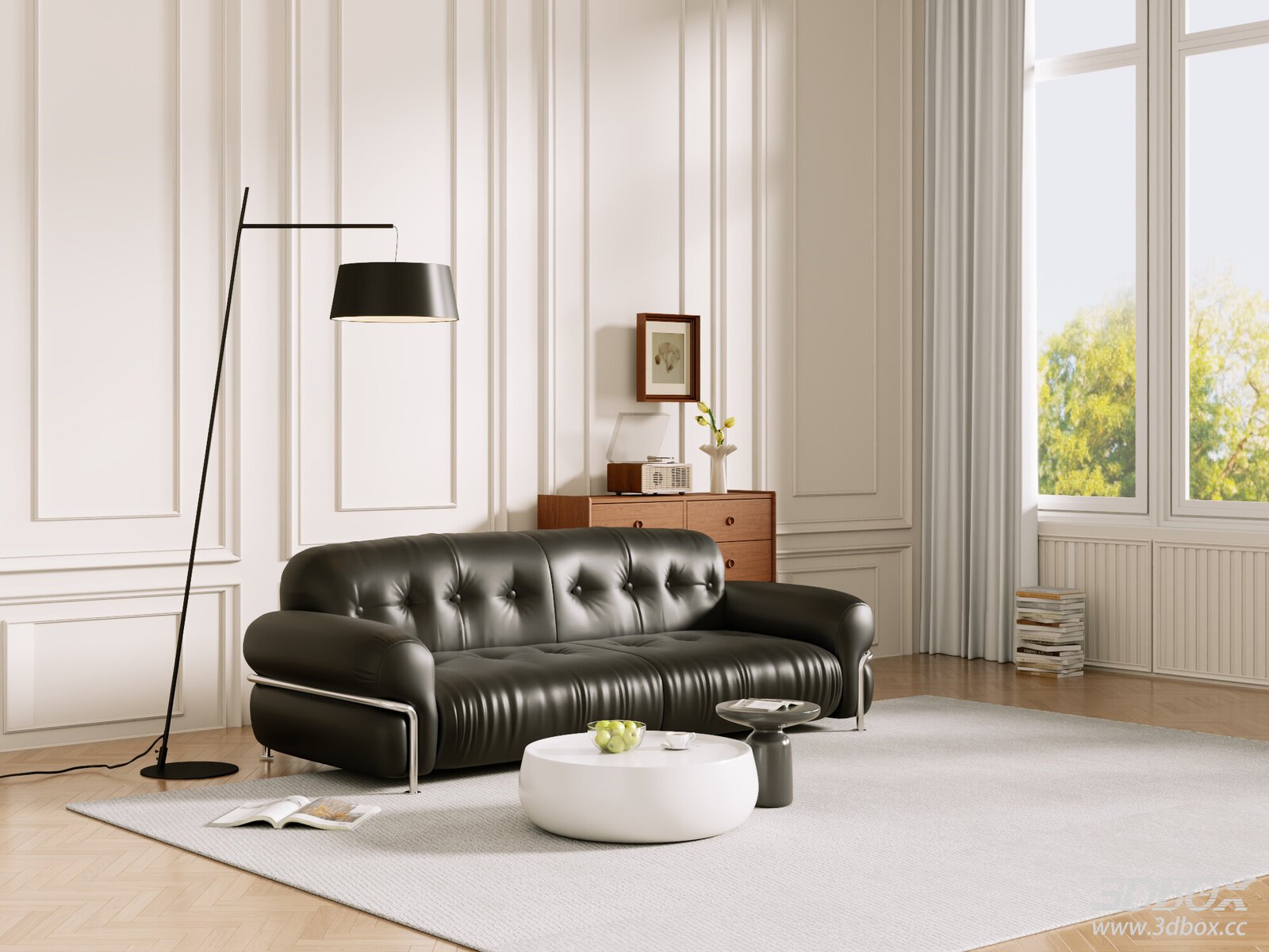 Vintage Leather Sofa Set Living Room Interior