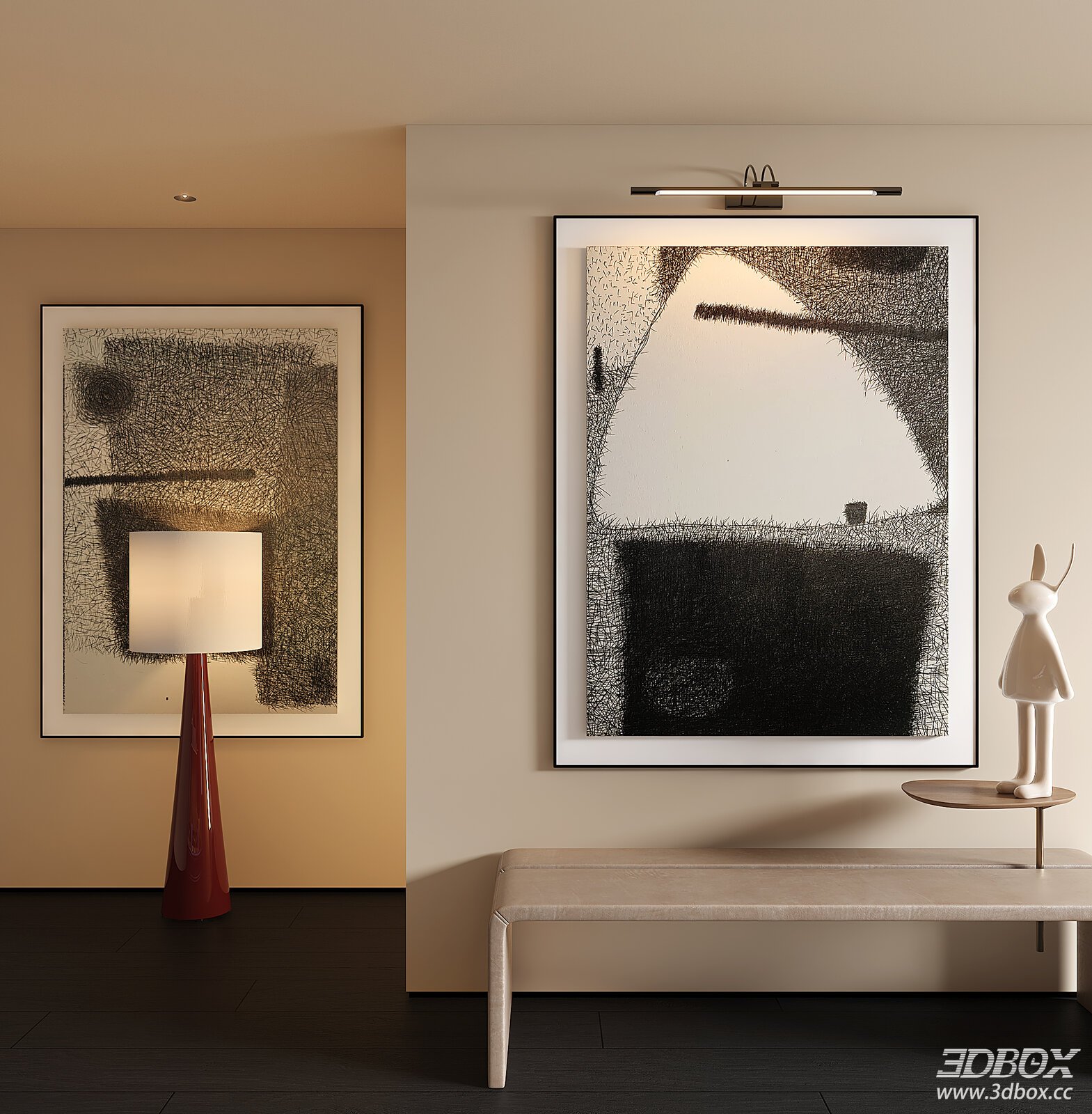 Modern Minimalist Abstract Black White Wall Art Set