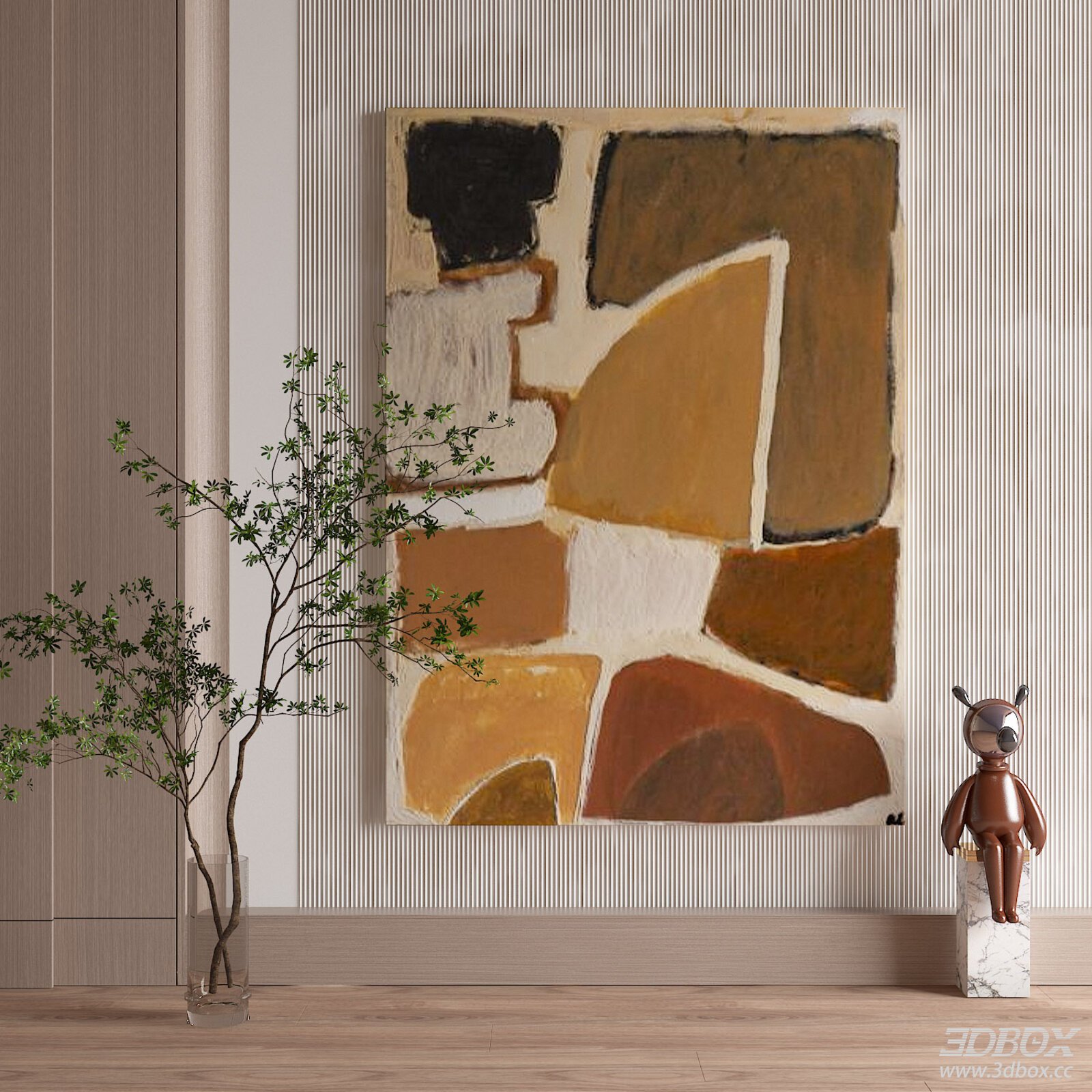 Mid Century Abstract Decorative Wall Painting Frame