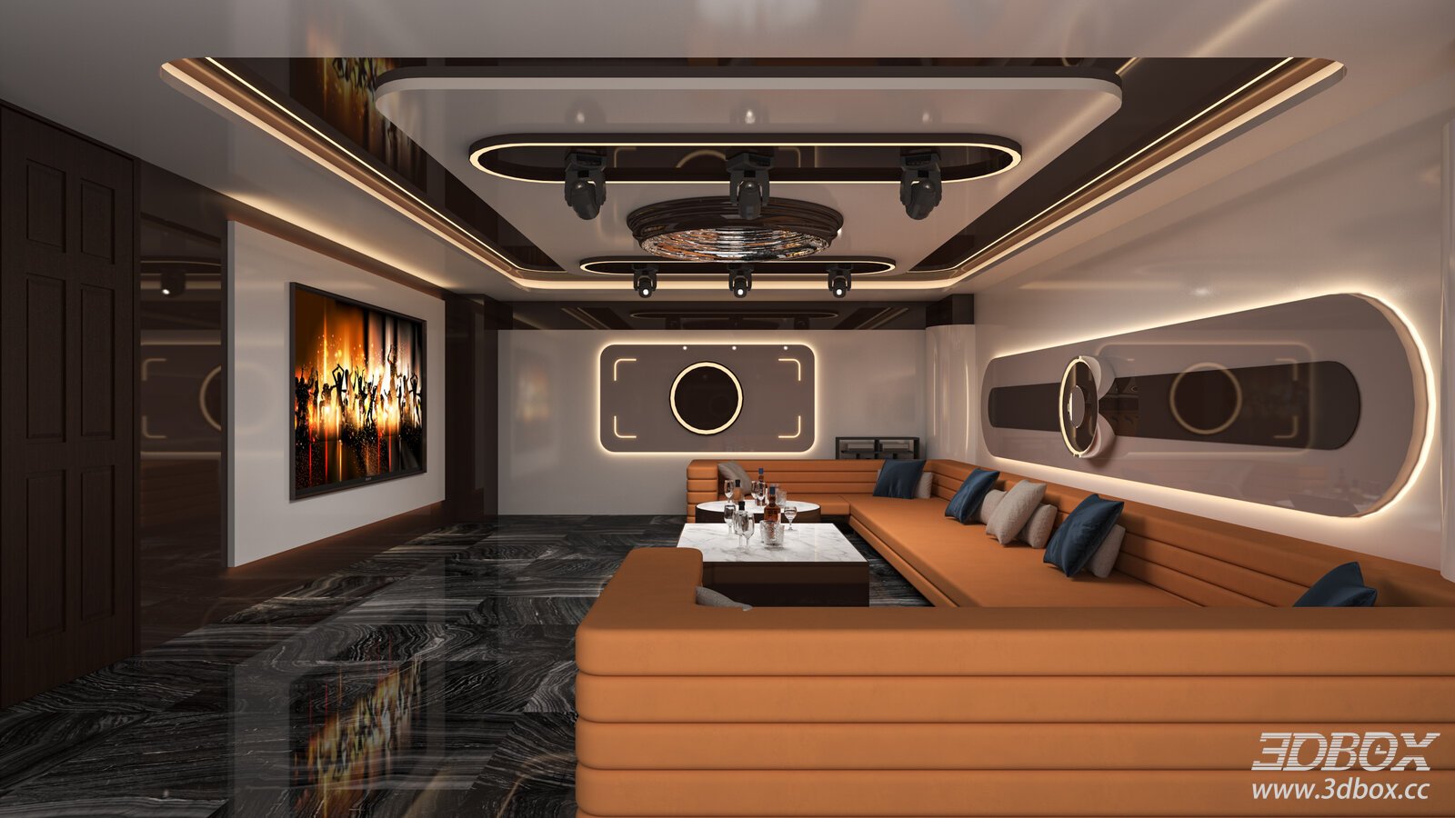 Modern Luxury Karaoke Home Theater Interior Scene
