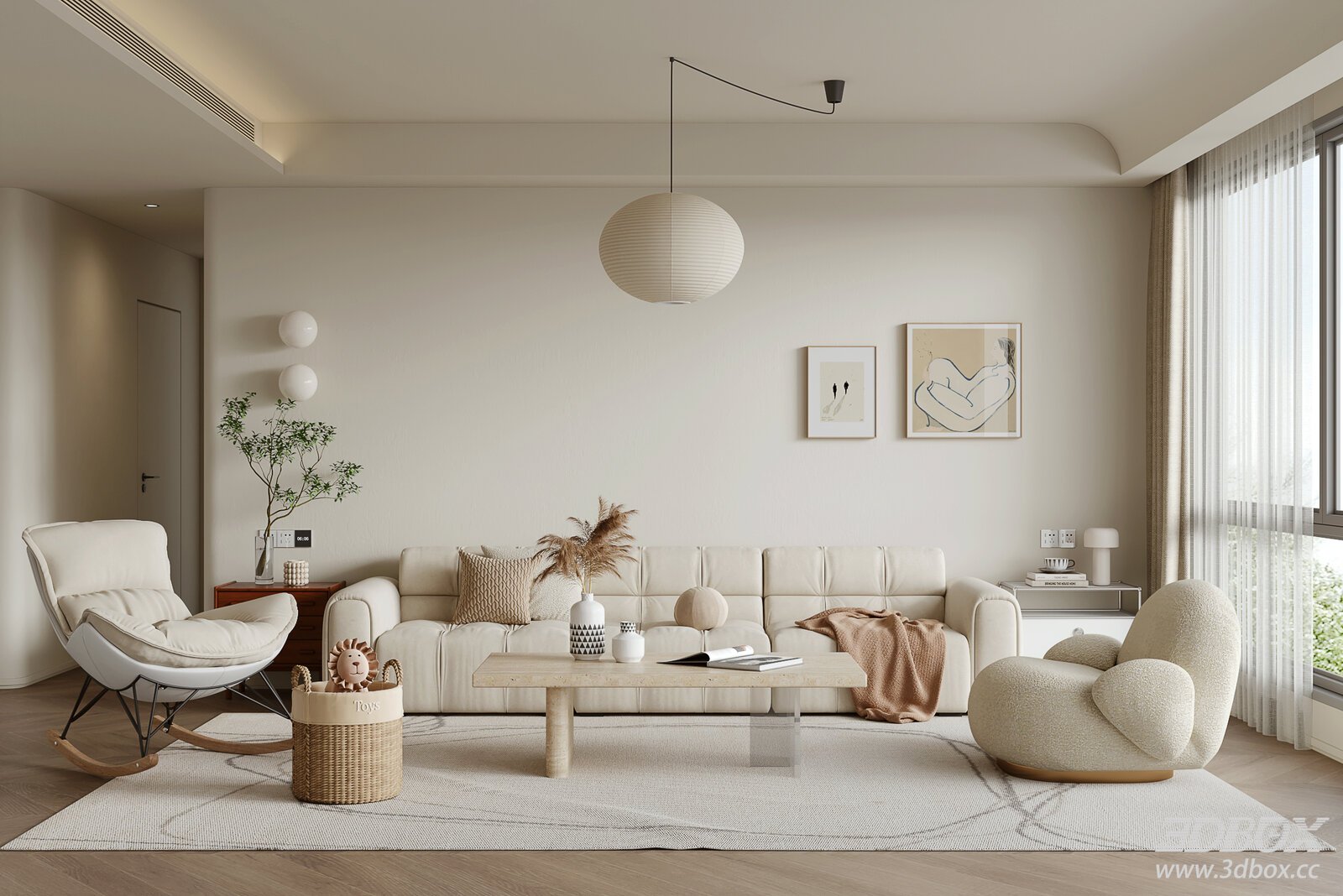 Wabi Sabi Style Modern Minimalist Living Room Interior