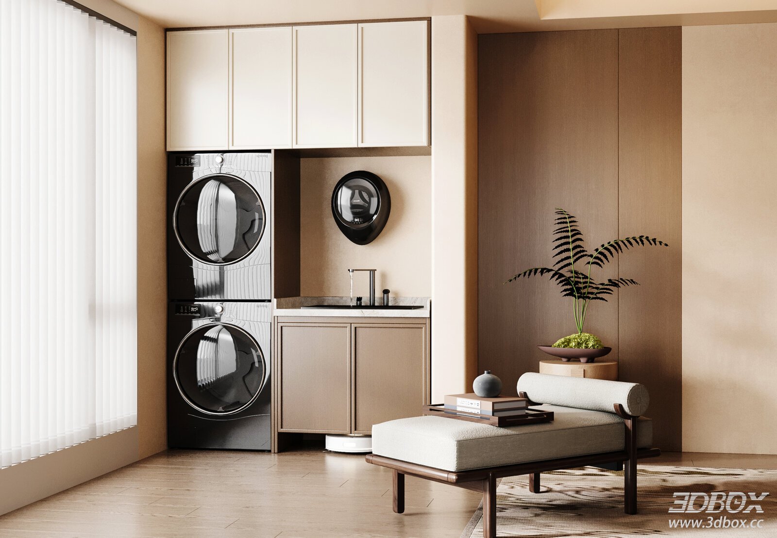 New Chinese Style Laundry Balcony Cabinet with Washer Set