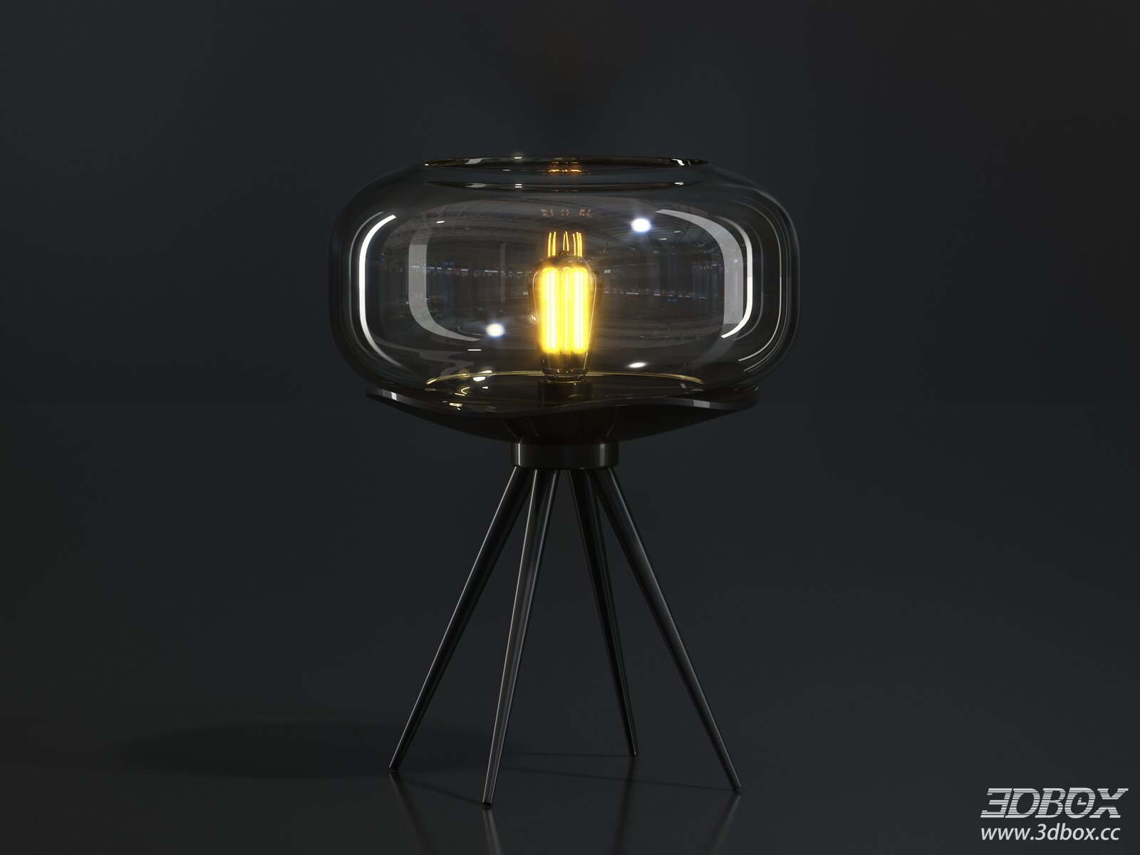 Modern Smoked Glass Tripod Table Lamp