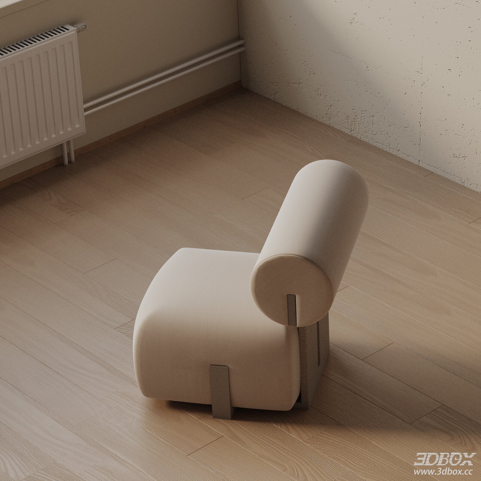 Modern Beige Fabric Upholstered Lounge Armchair