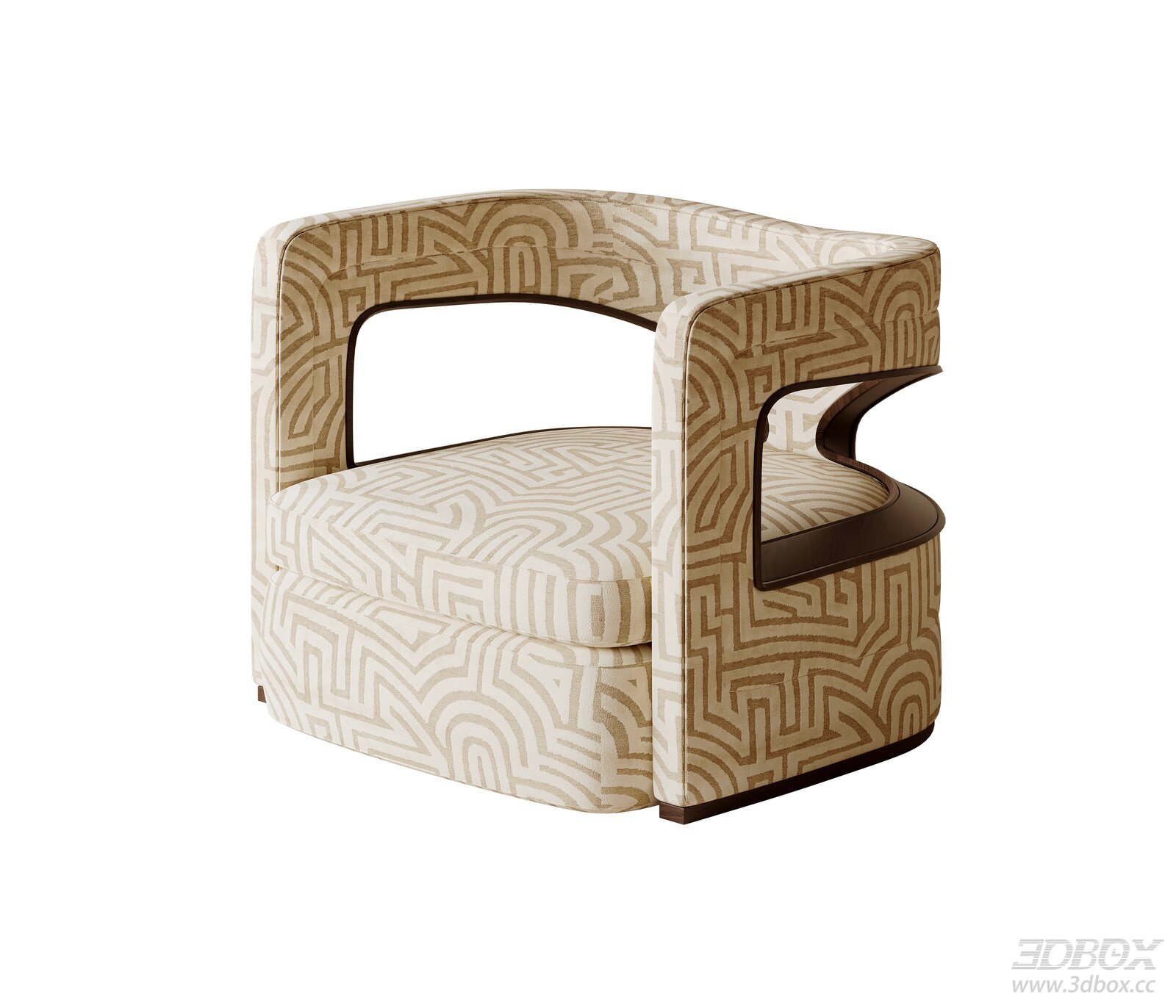 Mid Century Modern Geometric Pattern Single Fabric Armchair