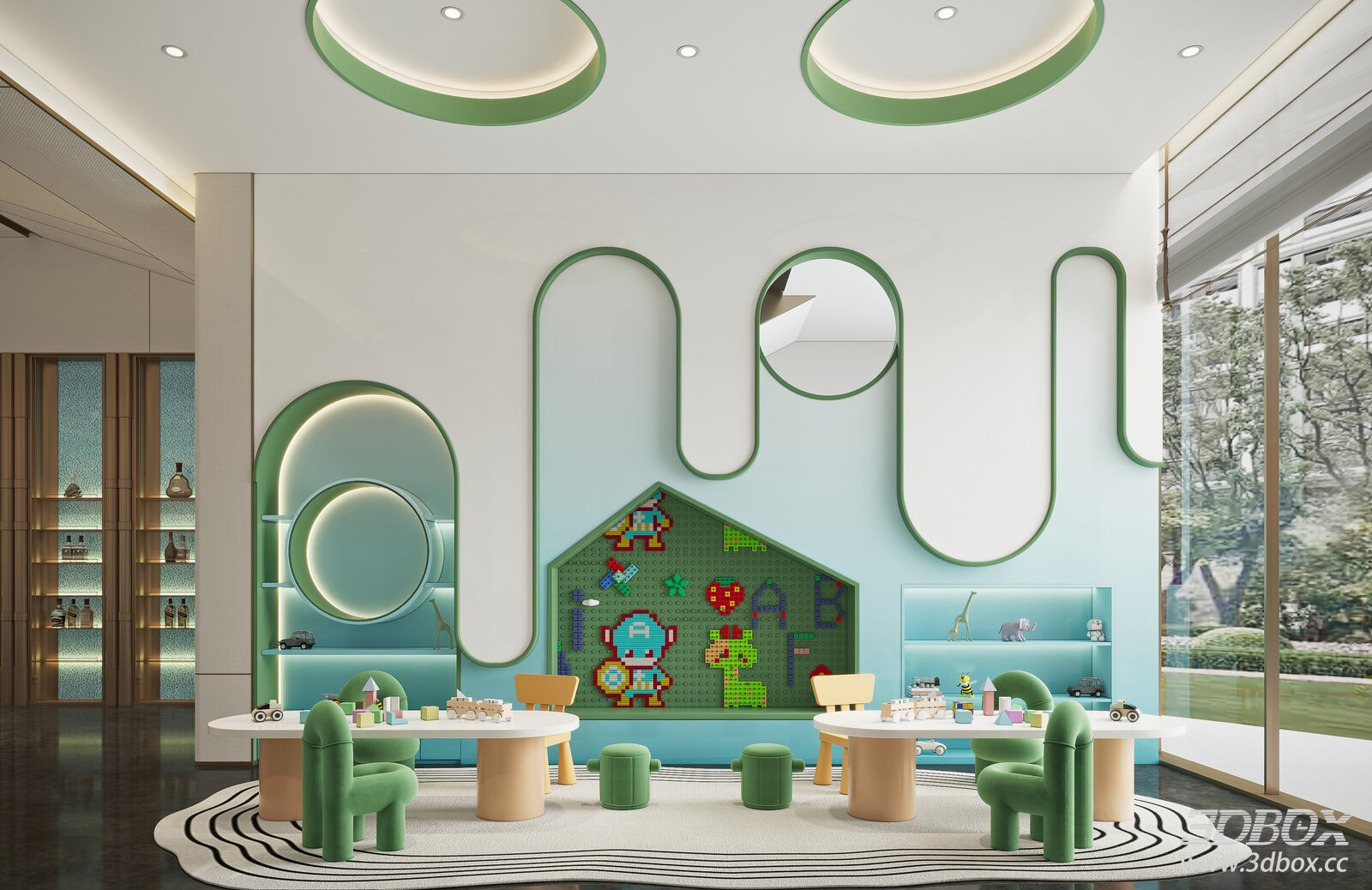 Modern Minimalist Kids Play Area Interior Scene