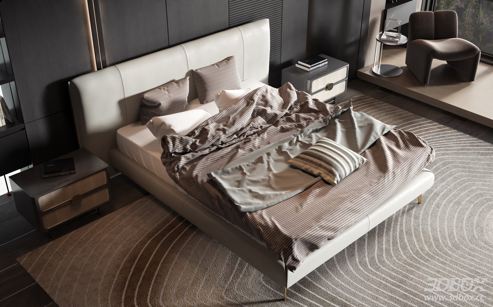 Modern Luxury Leather Bedroom Set Scene