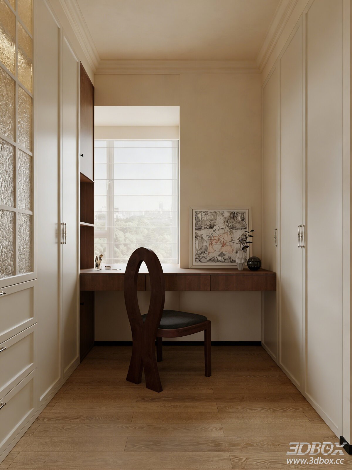 French Vintage Dressing Room with Wardrobe and Dressing Table