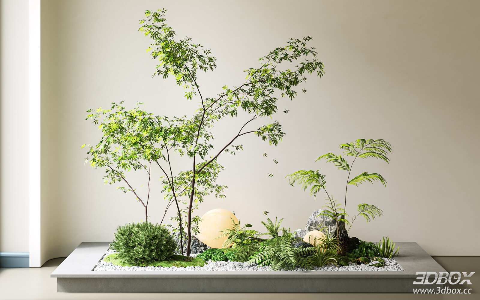 Modern Indoor Plant Landscape Decor Set with Lighting