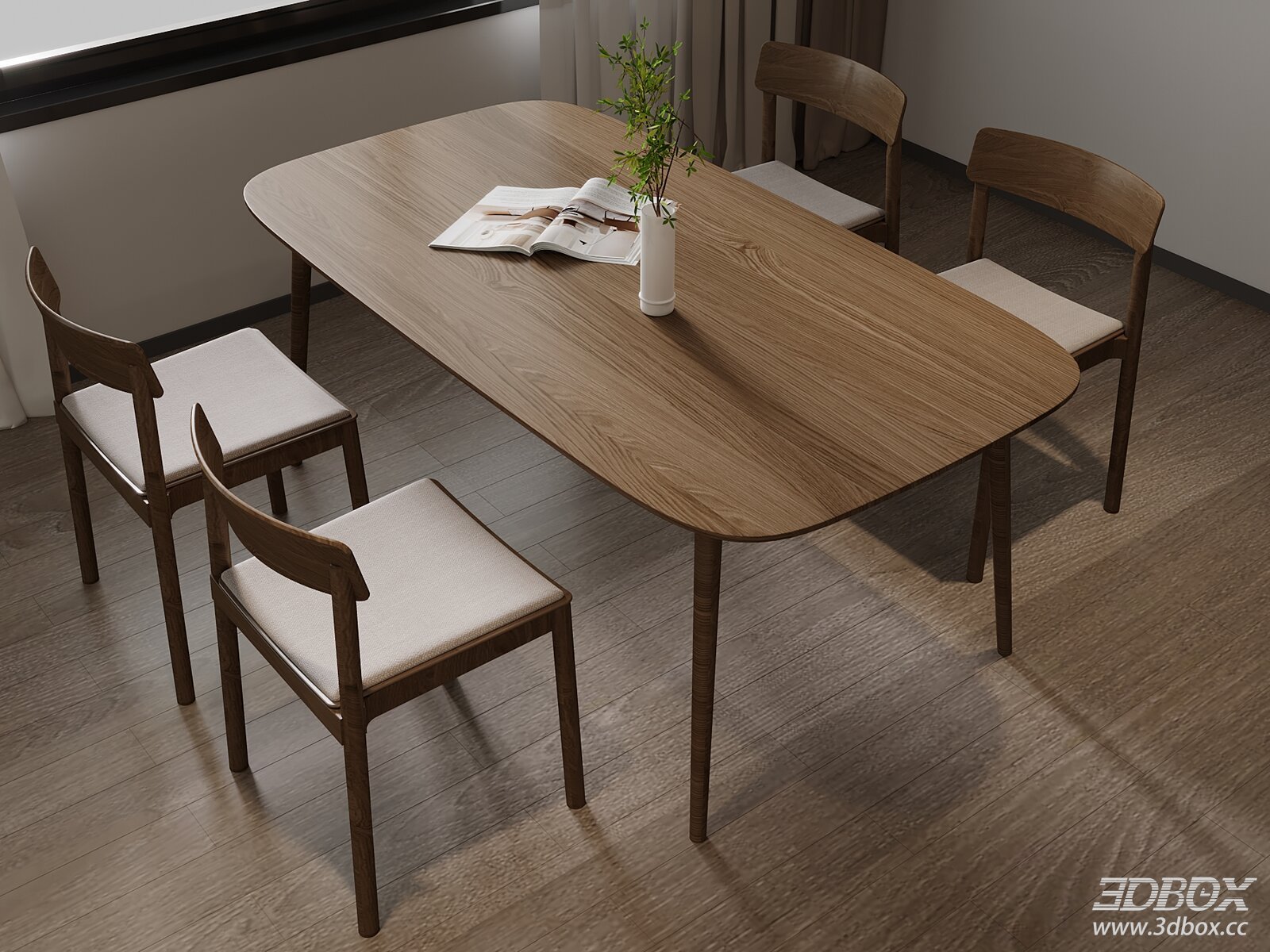 Modern Wooden Dining Table and Chairs Set
