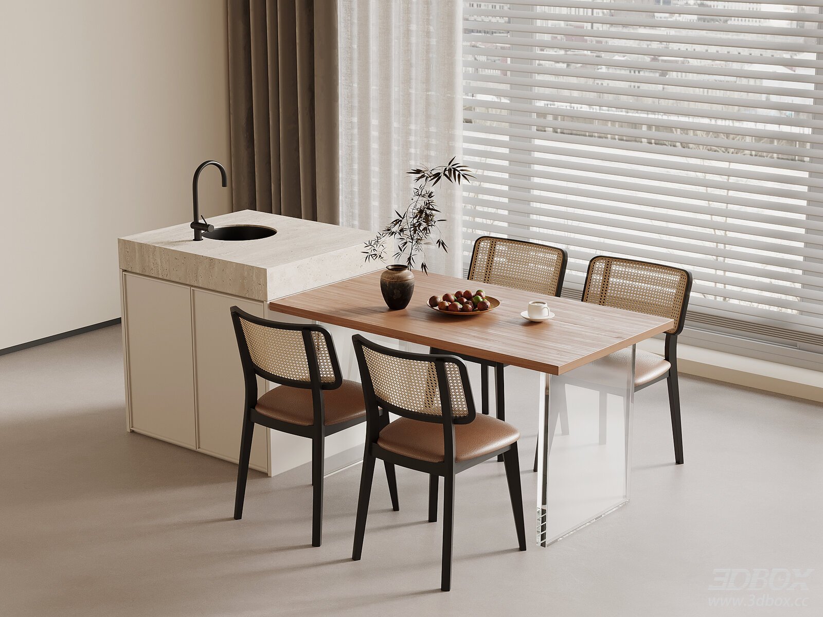 Mid Century Modern Dining Set with Kitchen Island