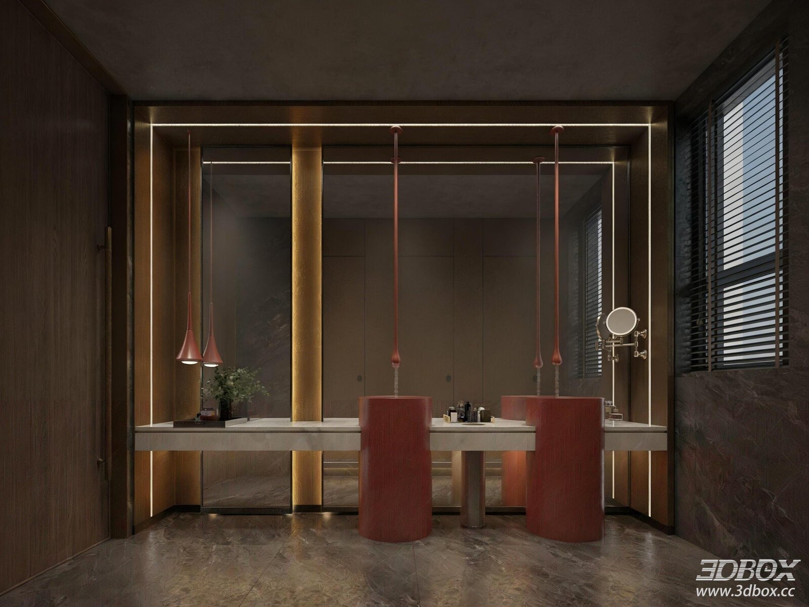 Modern Luxury Public Bathroom Scene