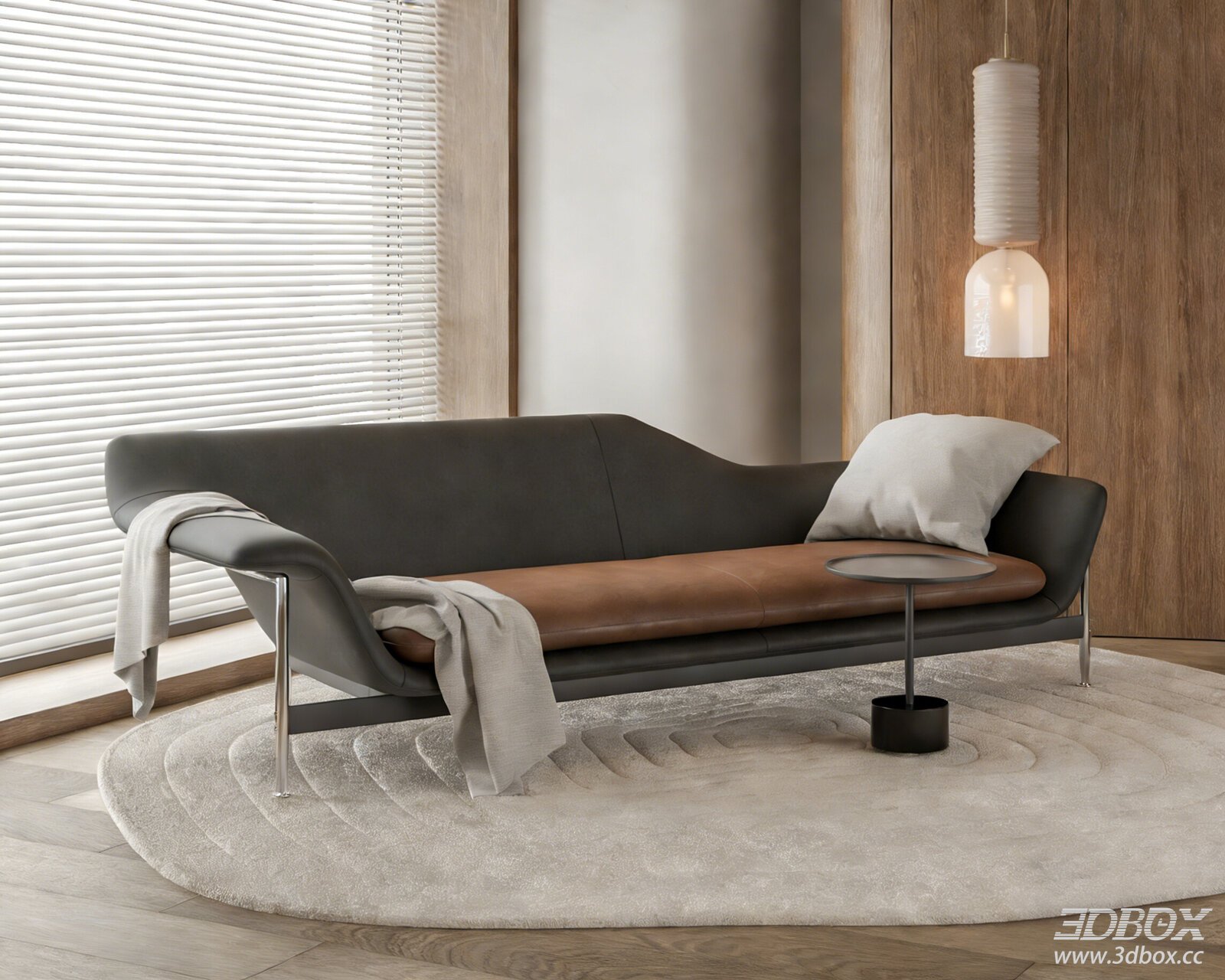 Modern Minimalist Leather Sofa Set with Metal Legs
