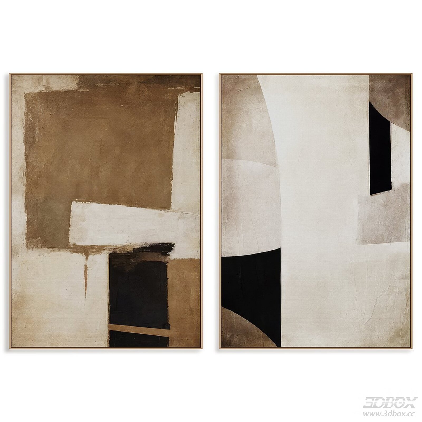 Set of 2 Abstract Neutral Tone Framed Wall Art