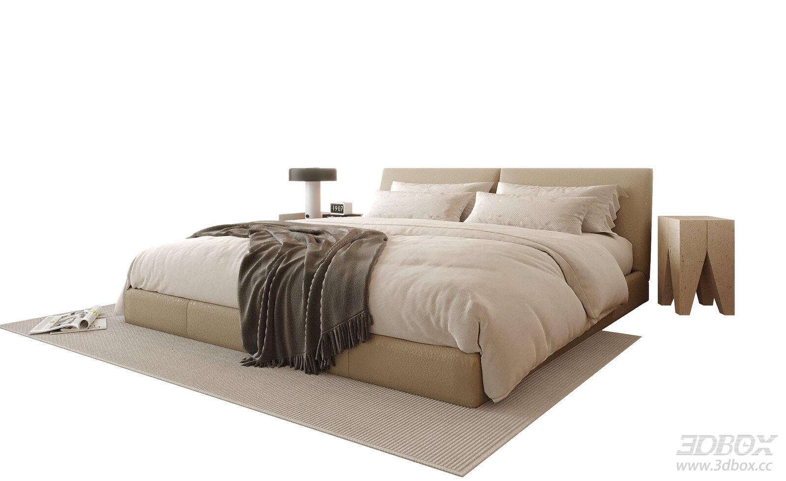 Modern Upholstered Double Bed Bedroom Set