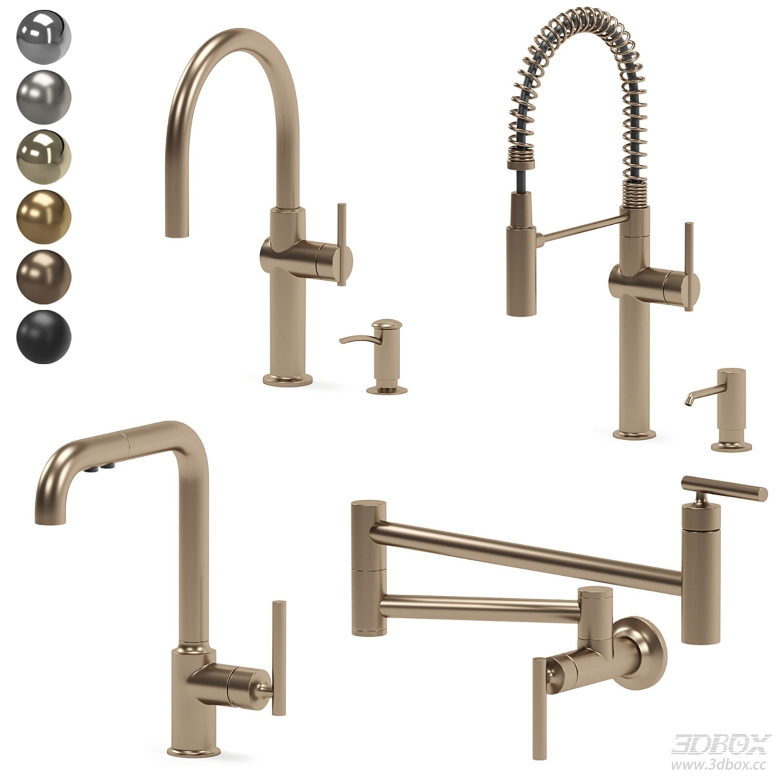 Modern Kitchen Faucet Set Brushed Brass Collection