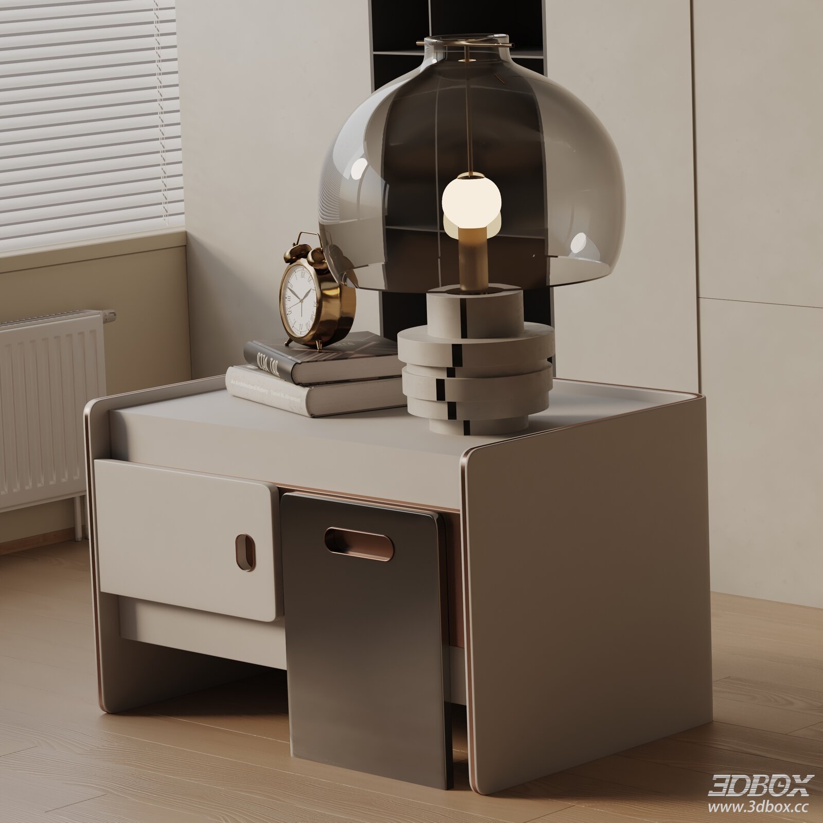 Modern Minimalist Bedside Nightstand with Decor Set