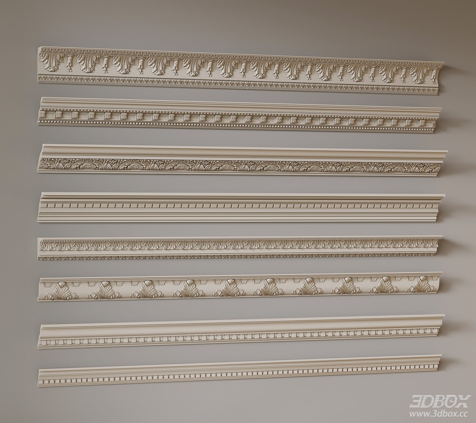 Ornate French Style Decorative Plaster Cornice Set