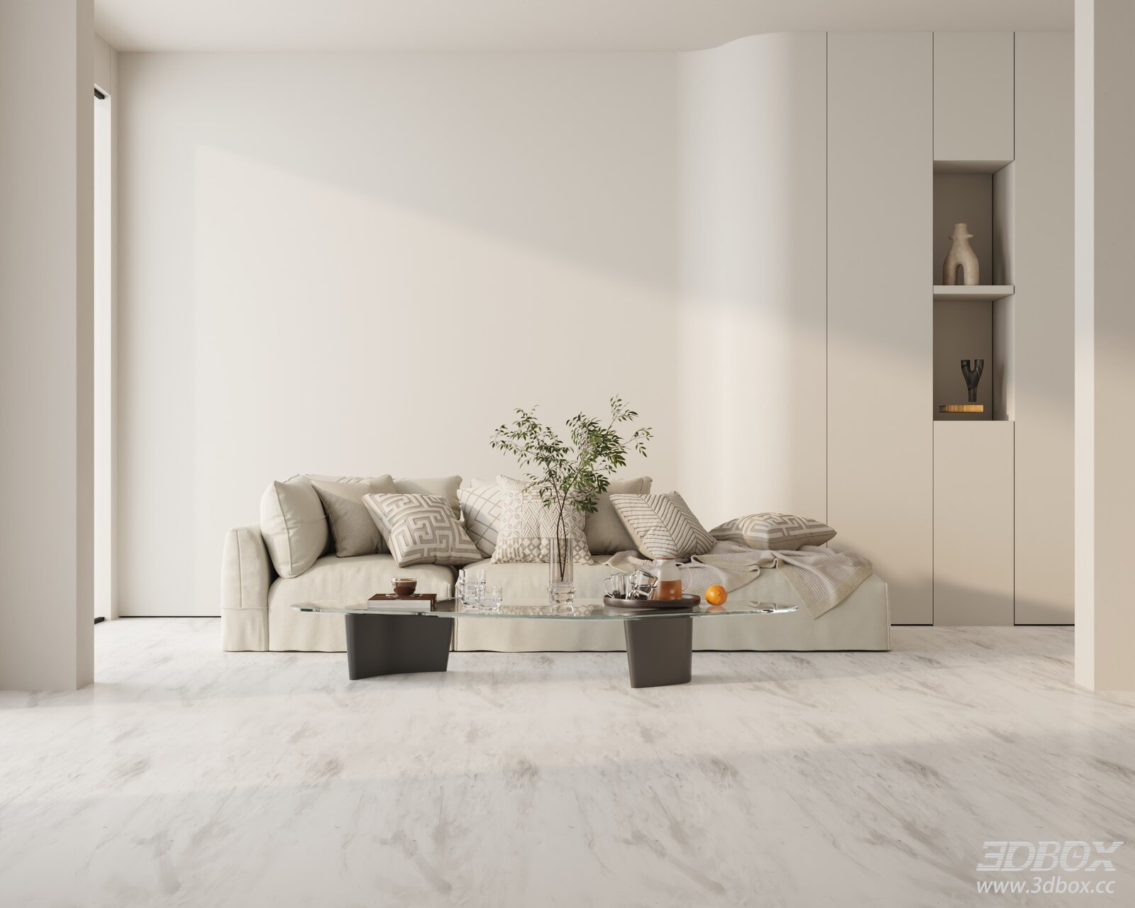 Modern Minimalist Fabric Sofa Set Living Room Scene