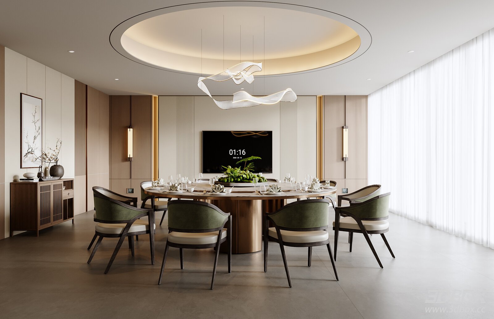 New Chinese Style Private Dining Room Scene