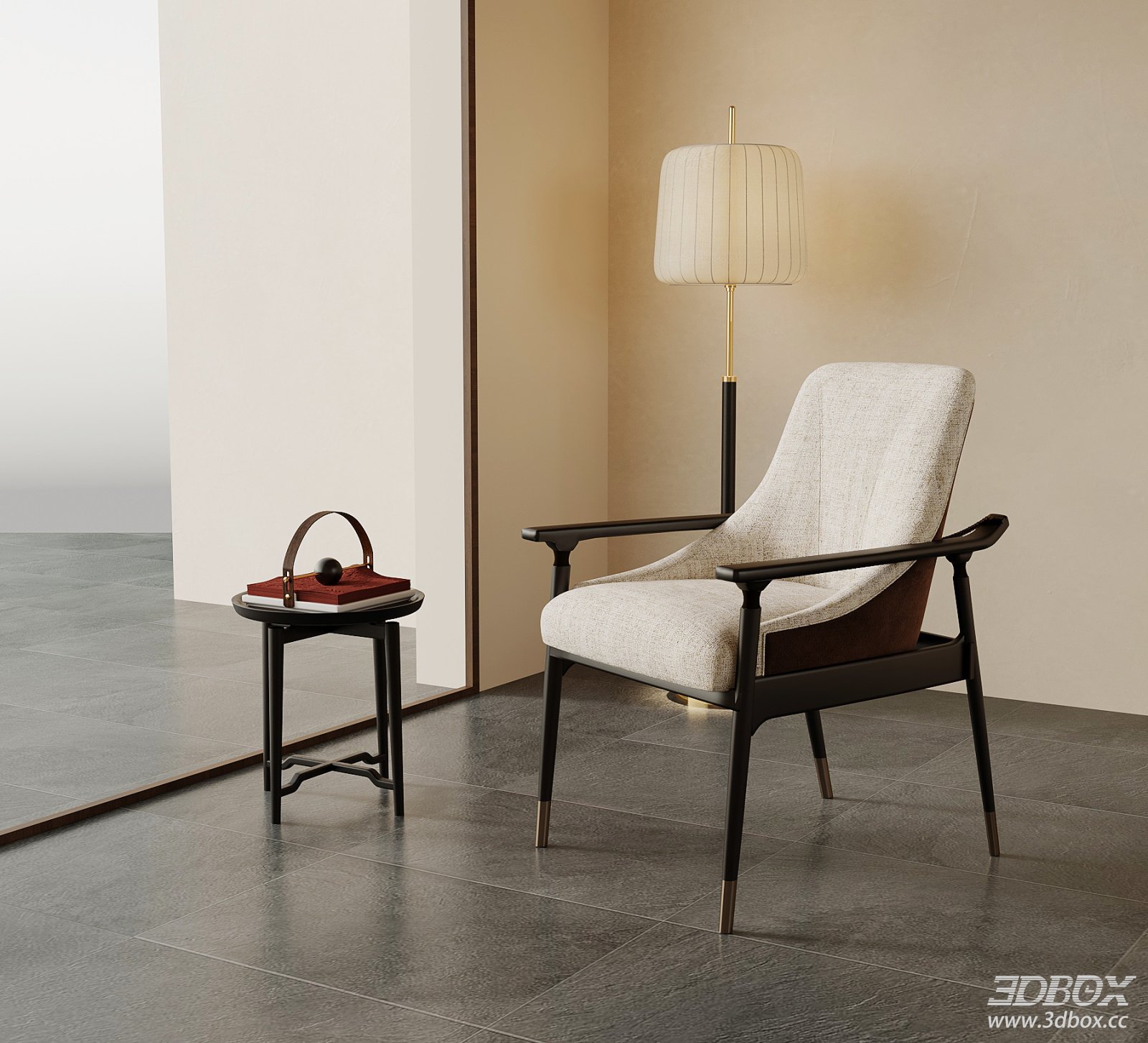 New Chinese Style Fabric Upholstered Armchair Set