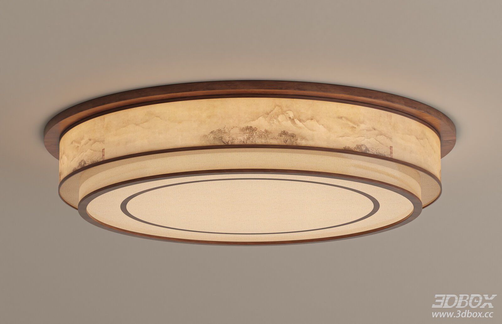 New Chinese Style Round Ceiling Lamp with Wooden Frame
