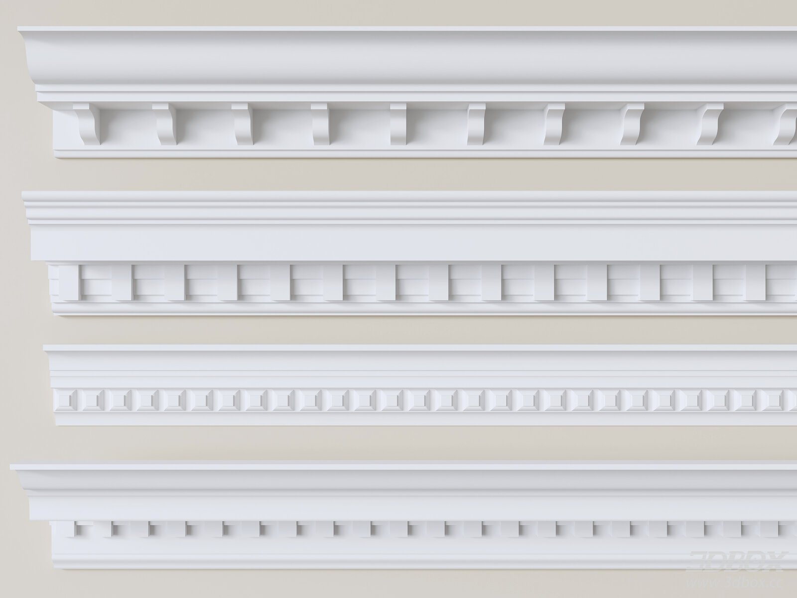 French Style Gypsum Decorative Plaster Cornice Set