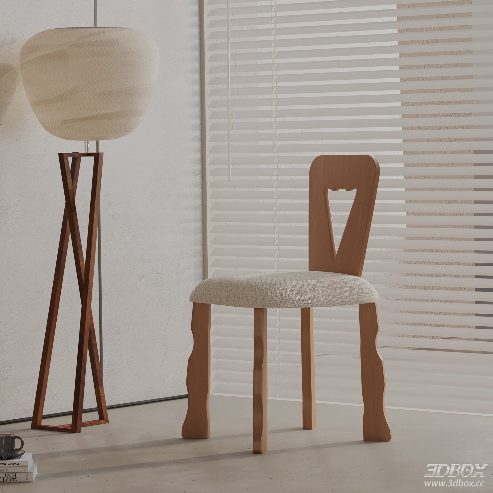Modern Wooden Dining Chair with Fabric Upholstery